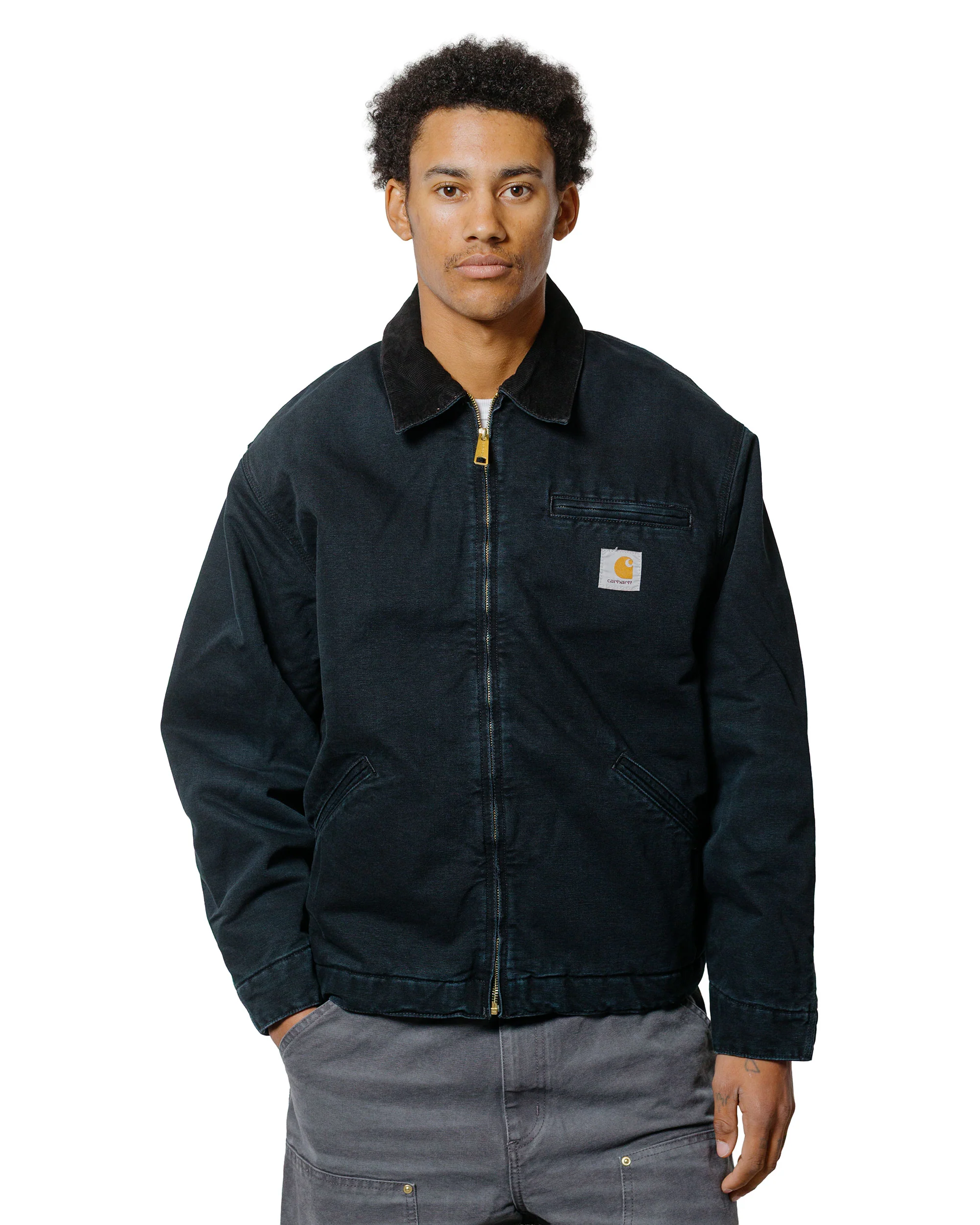 Carhartt W.I.P. OG Detroit Jacket Black/Black Stone Canvas - Image 2