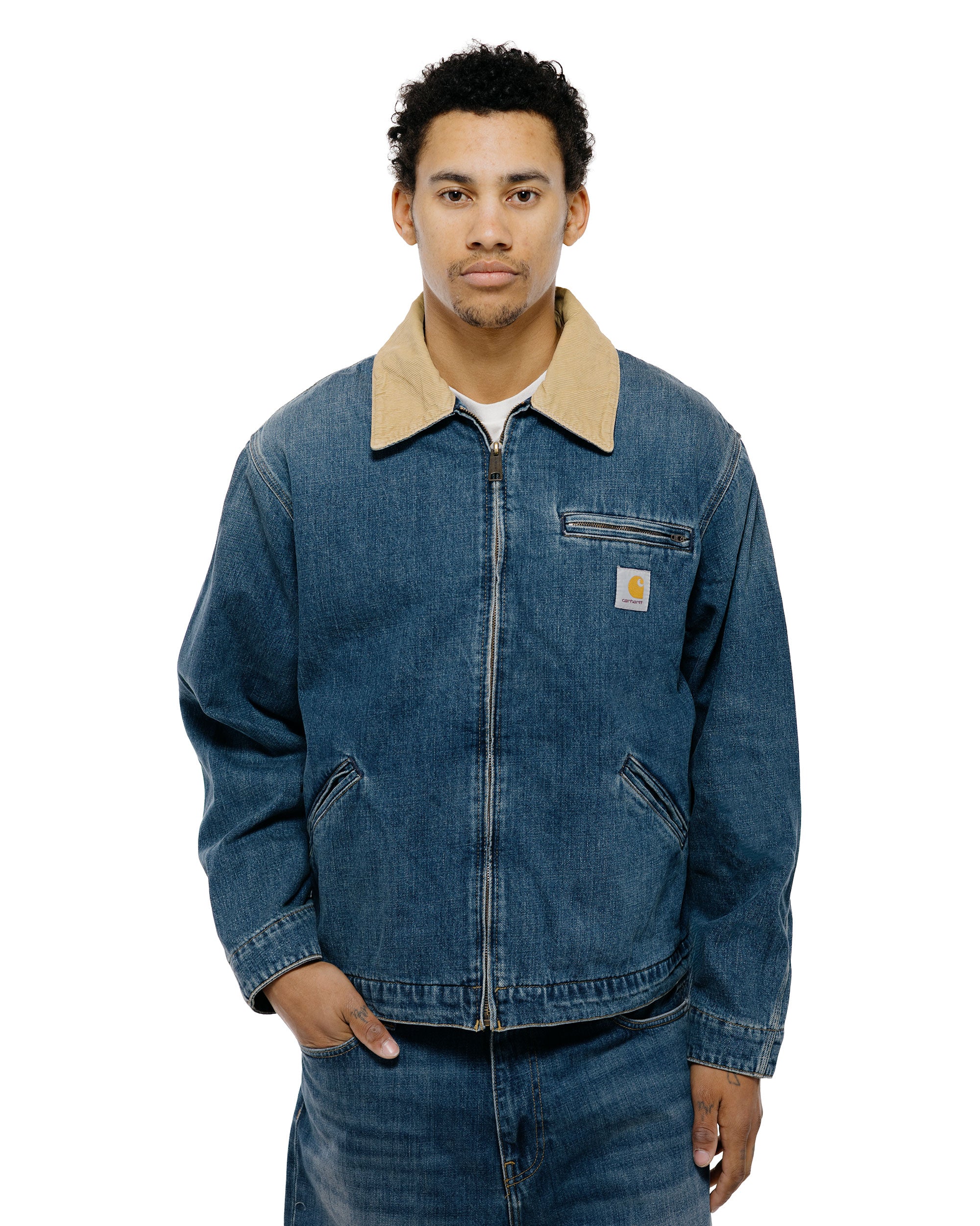 Carhartt W.I.P. OG Detroit Jacket Blue/Dusty H Brown Dark Used Wash - Image 2