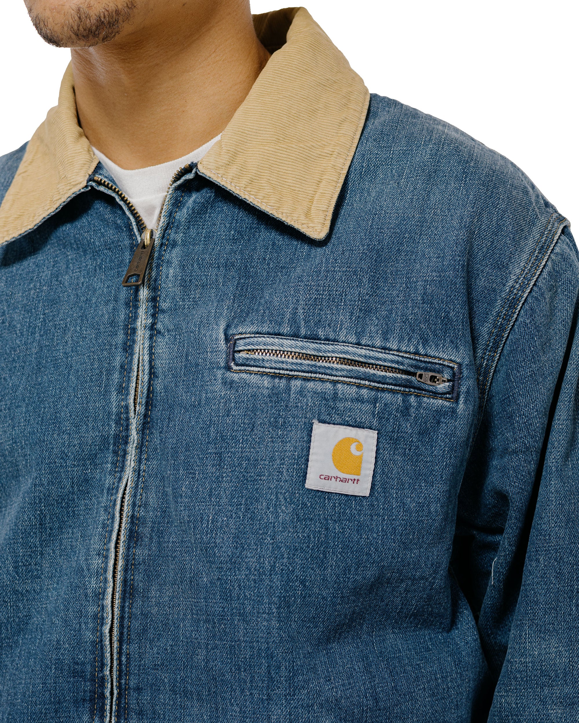 Carhartt W.I.P. OG Detroit Jacket Blue/Dusty H Brown Dark Used Wash - Image 3