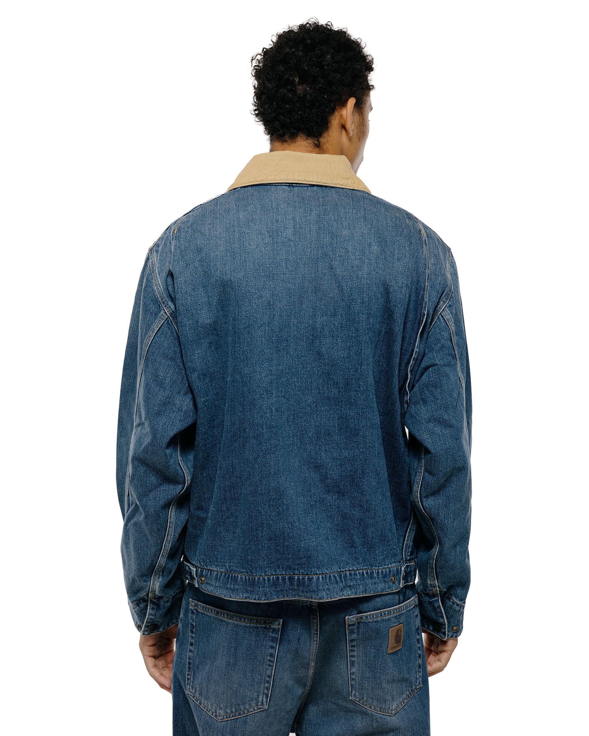 Carhartt W.I.P. OG Detroit Jacket Blue/Dusty H Brown Dark Used Wash - Image 4
