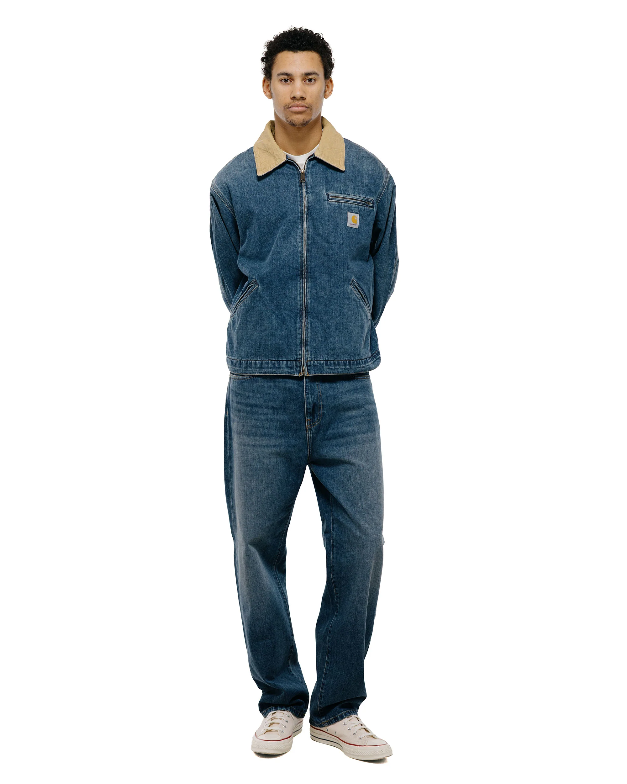 Carhartt W.I.P. OG Detroit Jacket Blue/Dusty H Brown Dark Used Wash - Image 5