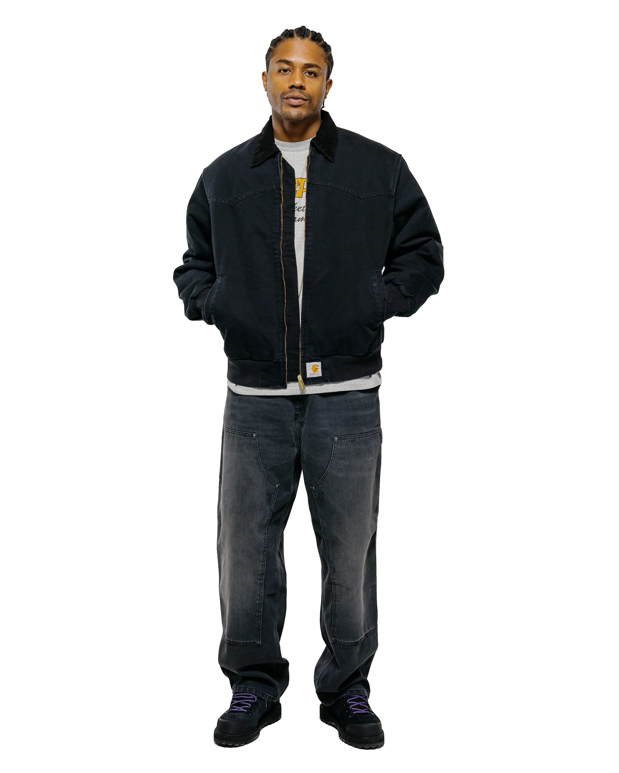 Carhartt W.I.P. OG Santa Fe Coat Black/Black Grind Wash - Image 4