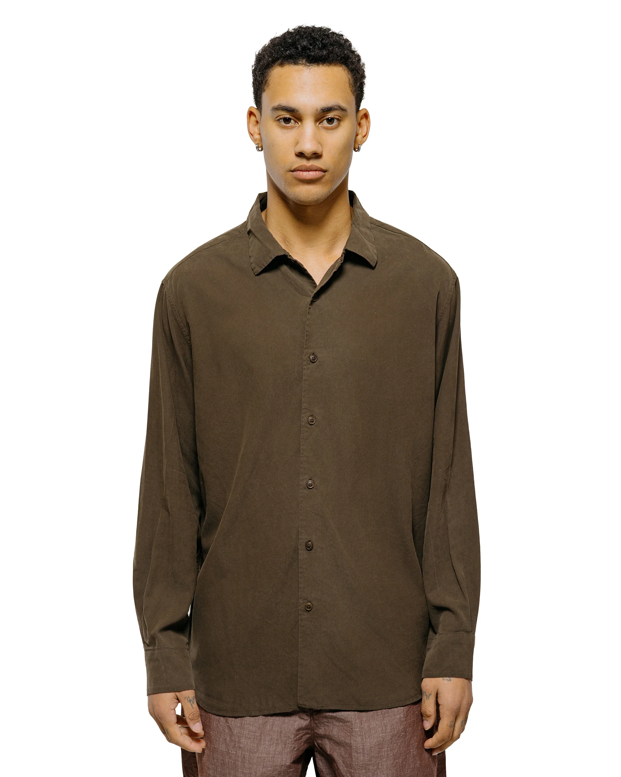 CASEY CASEY Big Raccourice Shirt Spun Silk Brown - Image 2