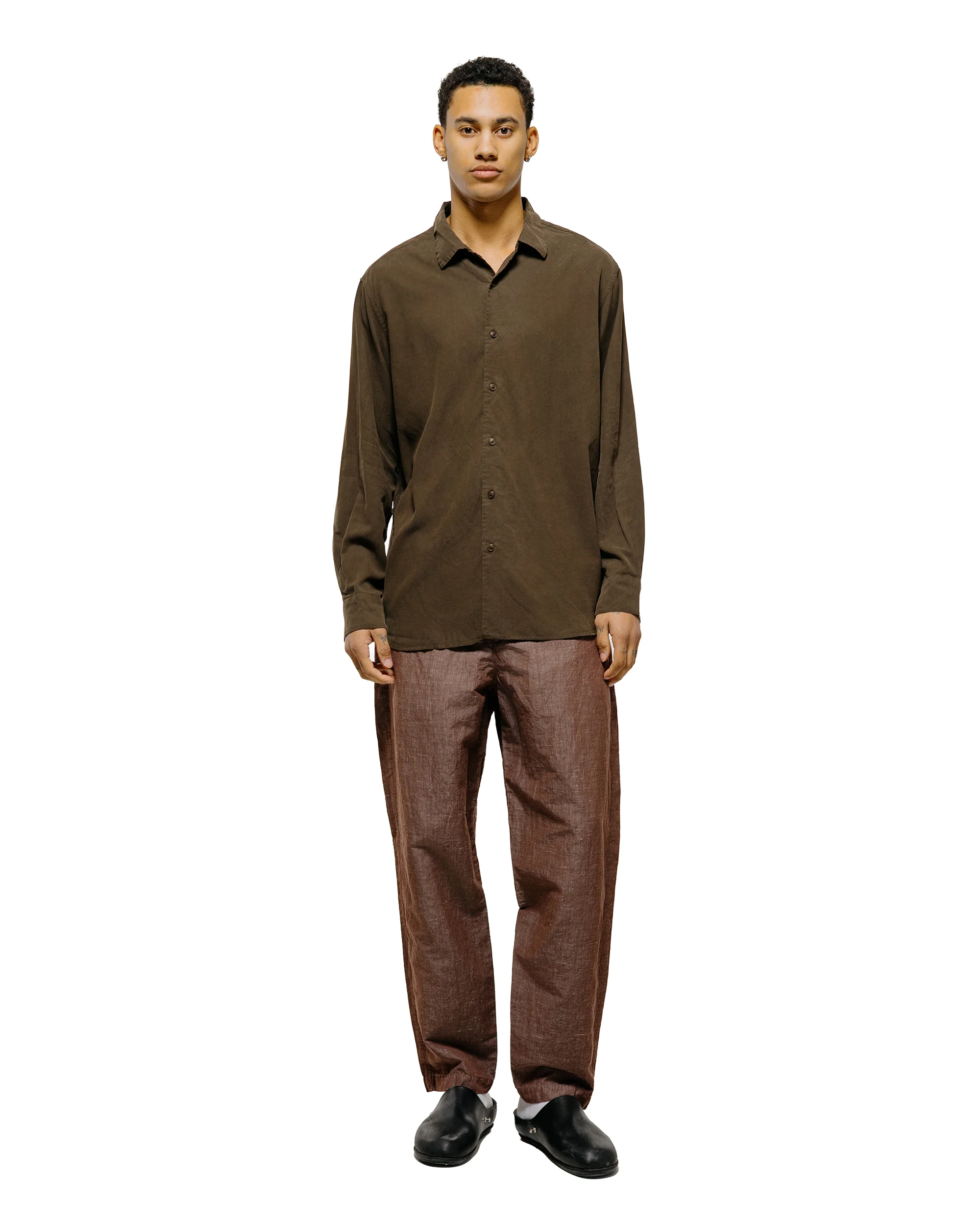 CASEY CASEY Big Raccourice Shirt Spun Silk Brown - Image 4