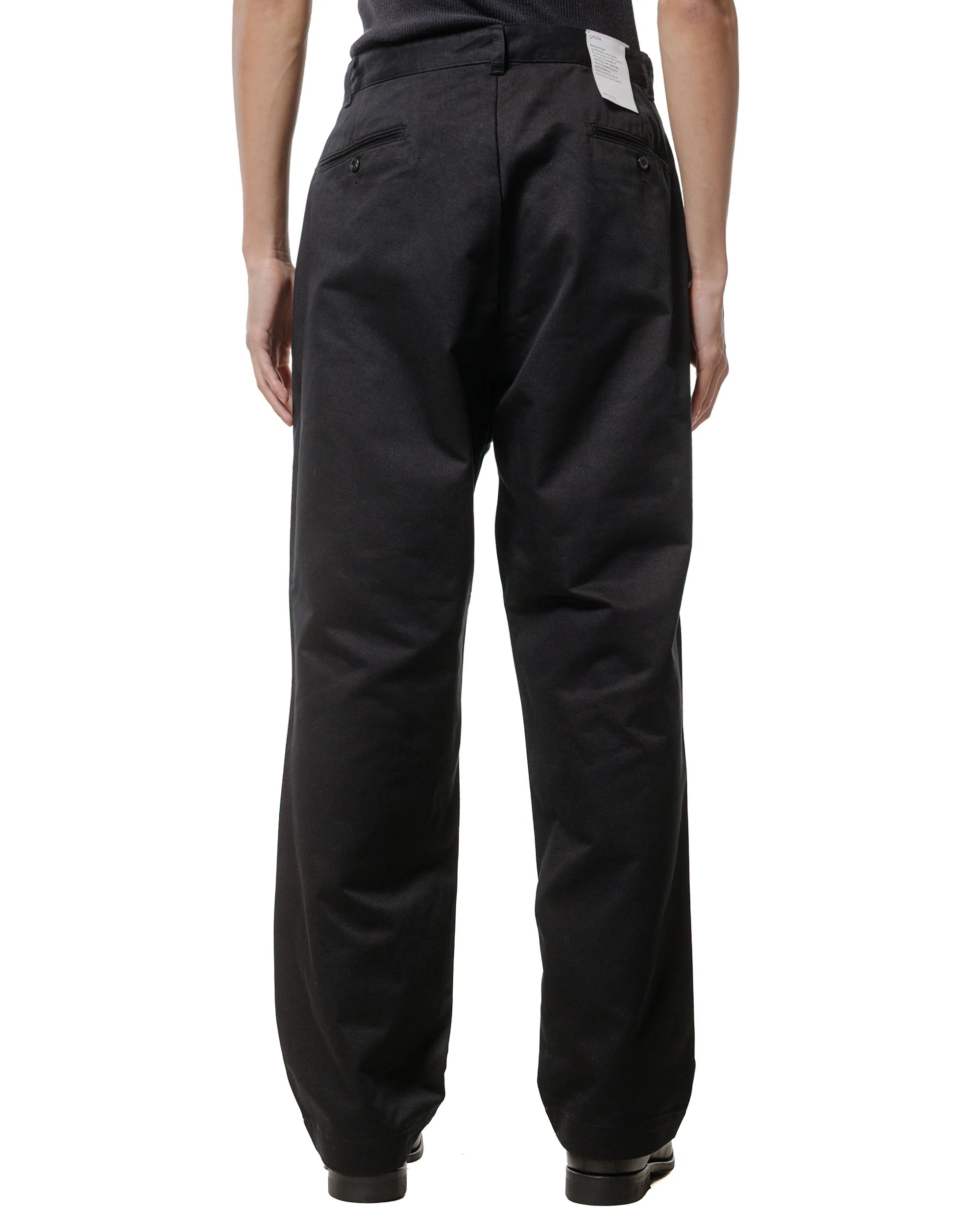 CIOTA 2 Tuck Chino Cloth Pants (Stone Wash) Black - Image 3