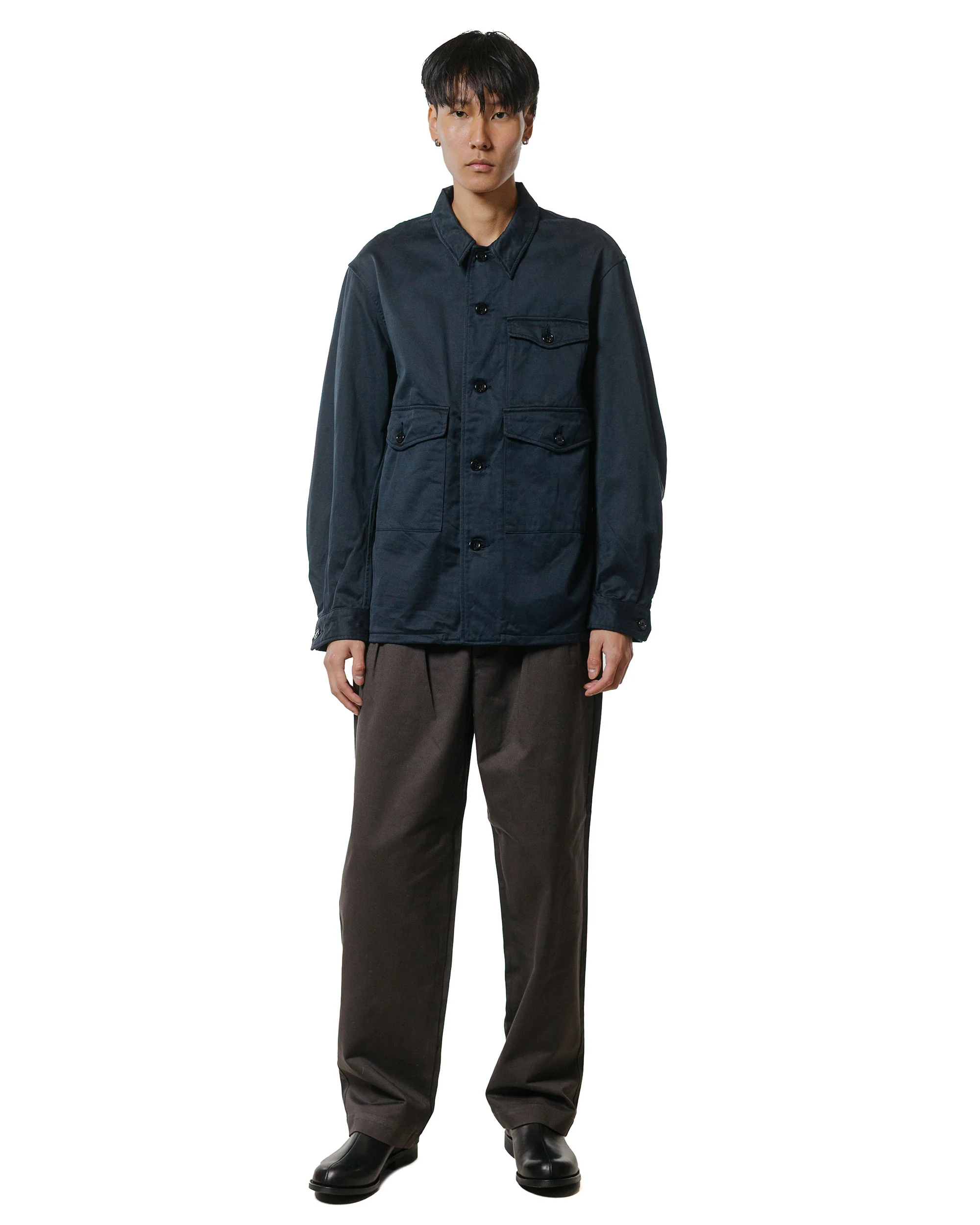CIOTA 2 Tuck Chino Cloth Pants (Stone Wash) Charcoal Grey - Image 4