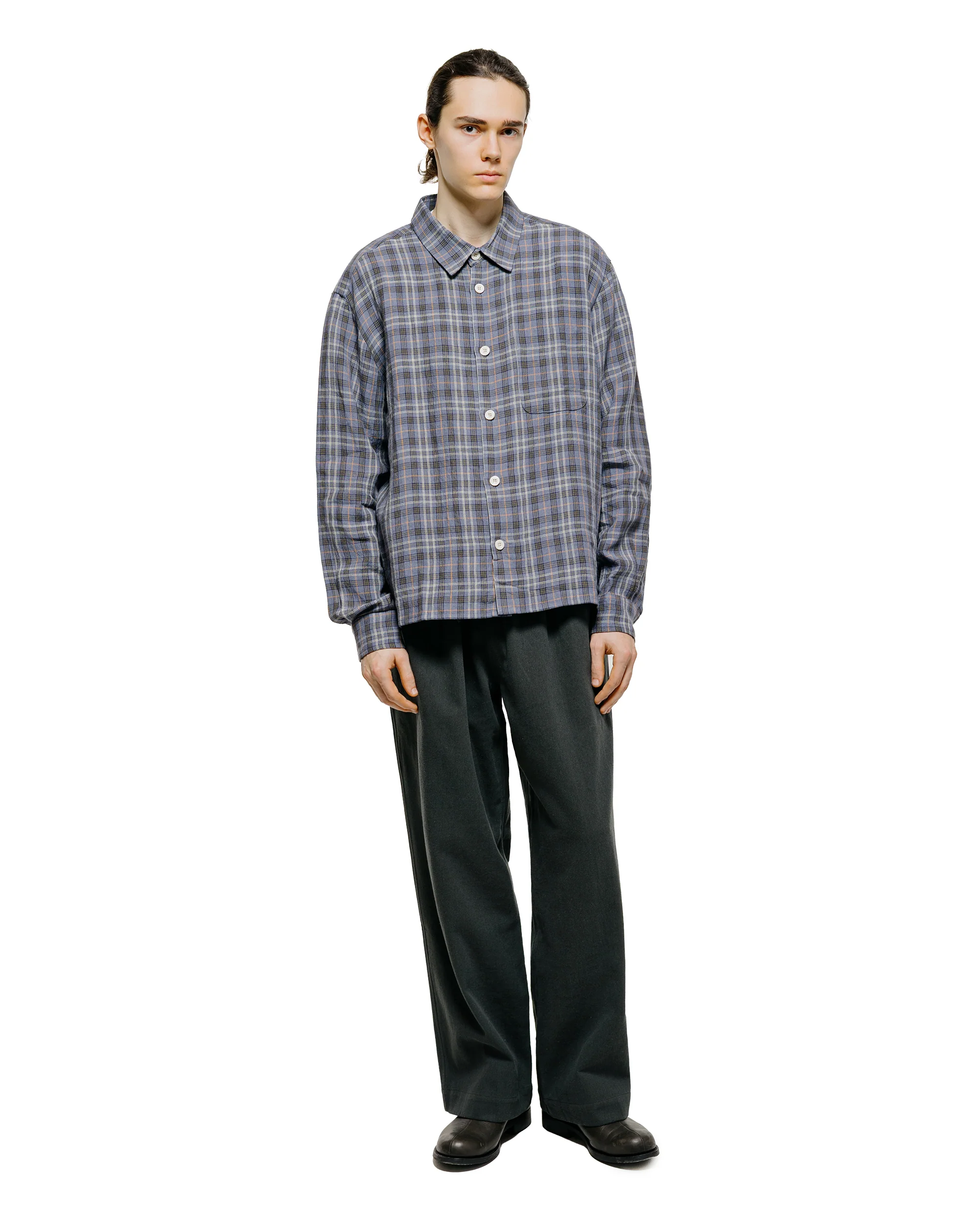 Conkers Farmer Shirt Irish Linen Sloe - Image 4