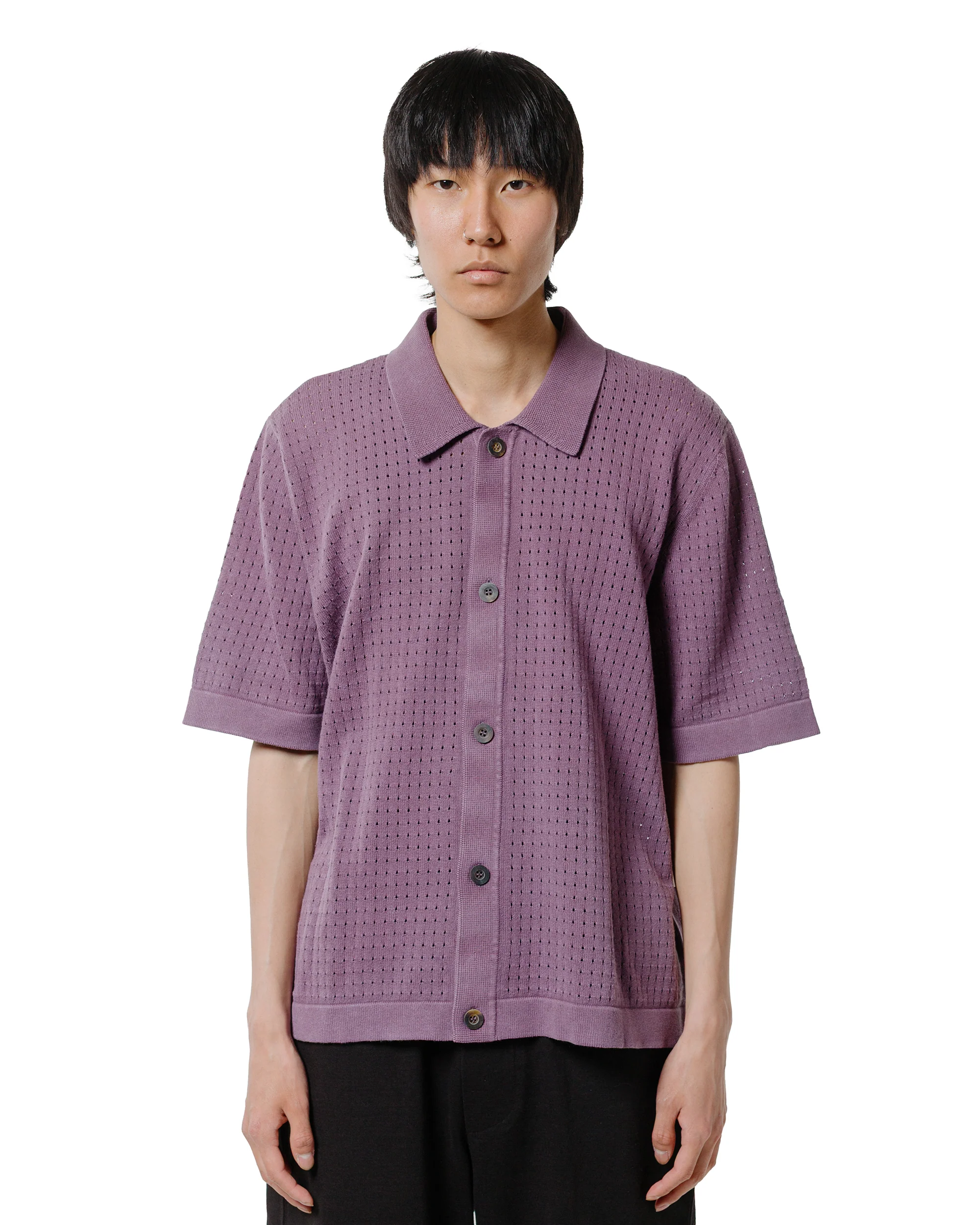 Corridor Acid Wash Pointelle Button Down Violet - Image 2