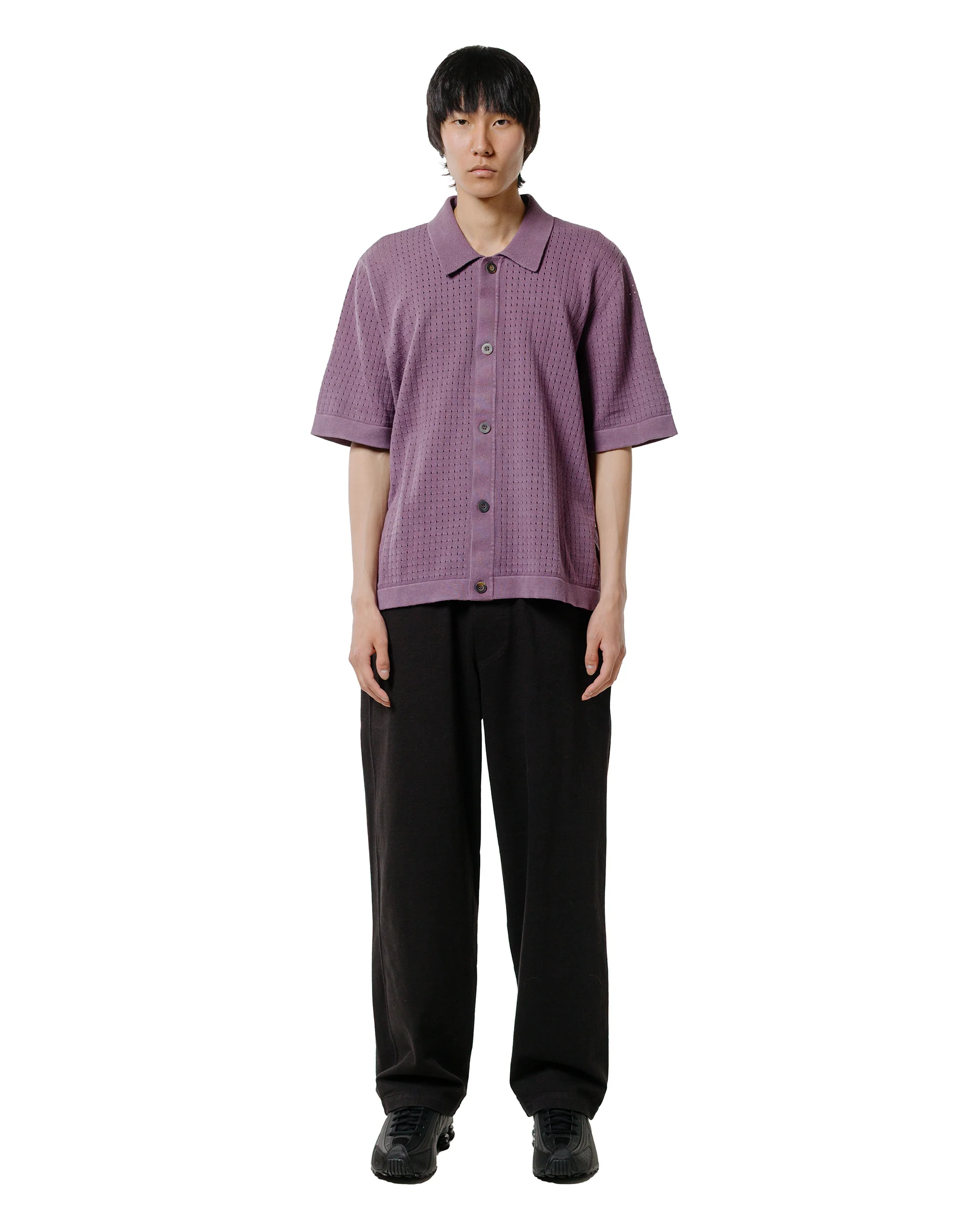 Corridor Acid Wash Pointelle Button Down Violet - Image 4