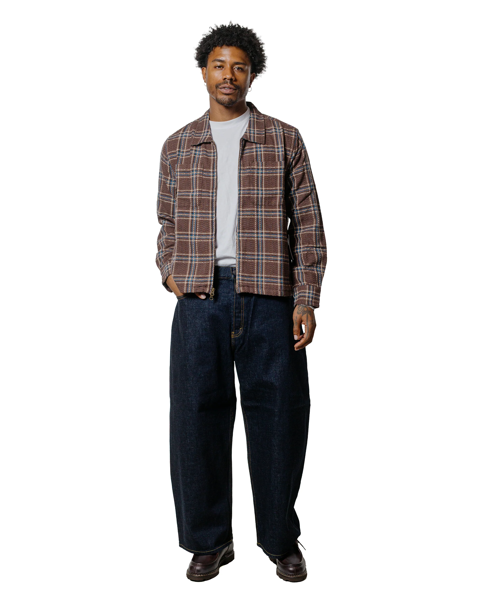 Corridor Venice Plaid Zip Jacket Brown - Image 4