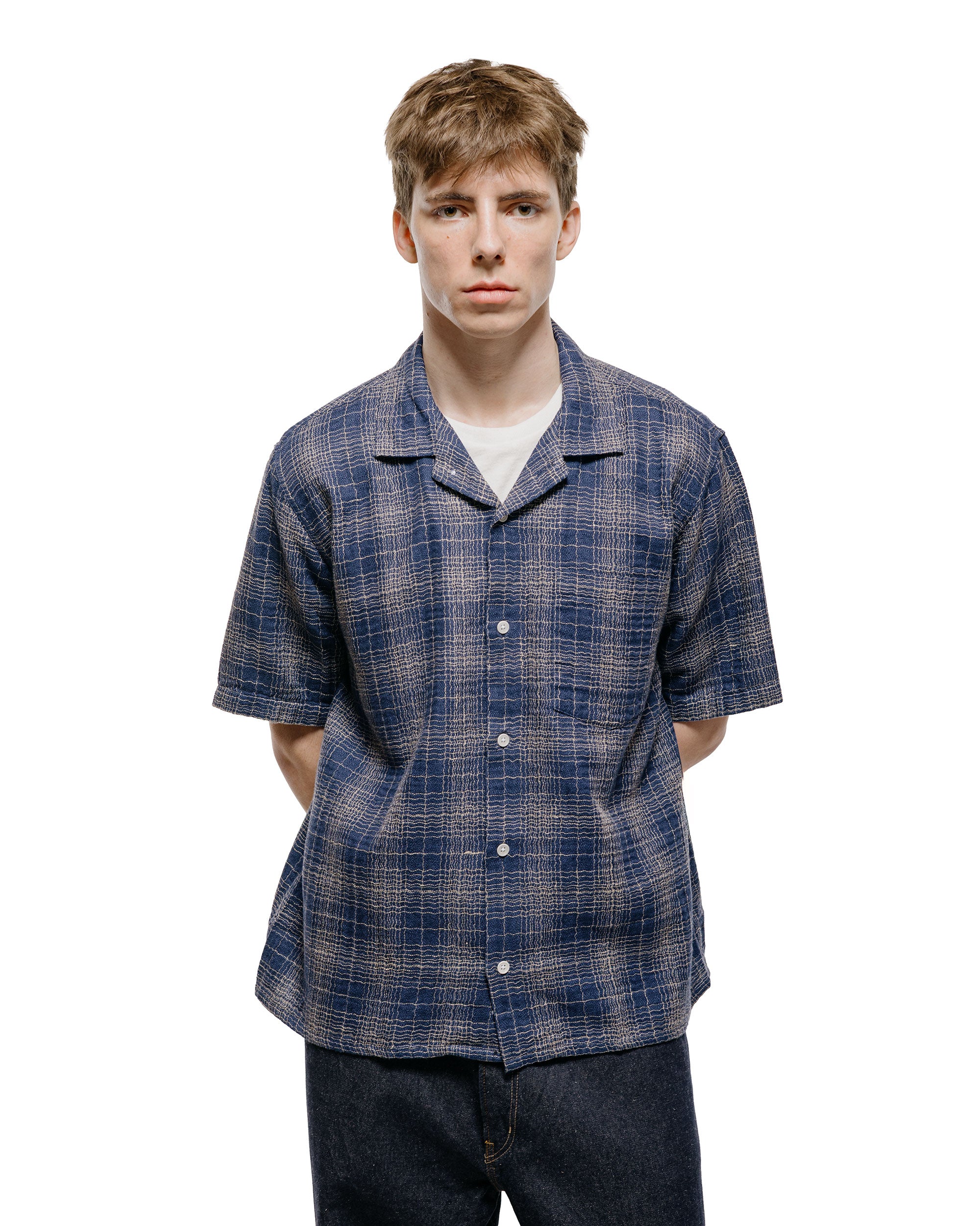 Corridor Wavy Linen SS Navy - Image 2