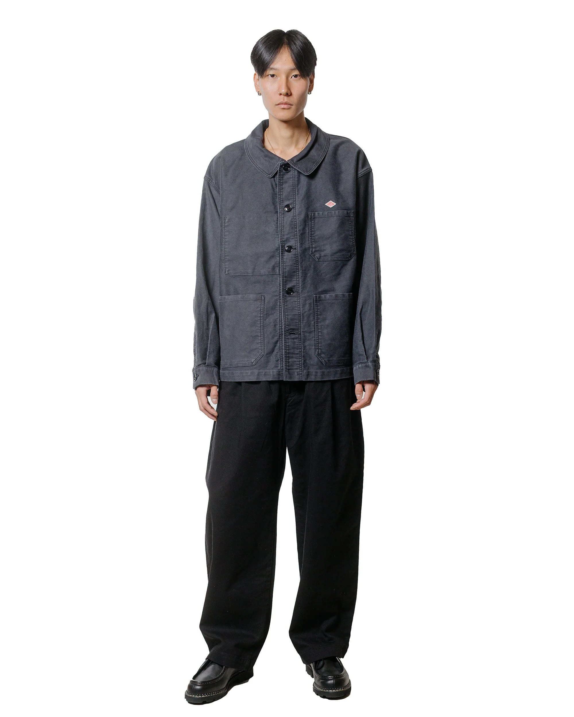Danton 10/- Loose Chino Tuck Pants Black - Image 4