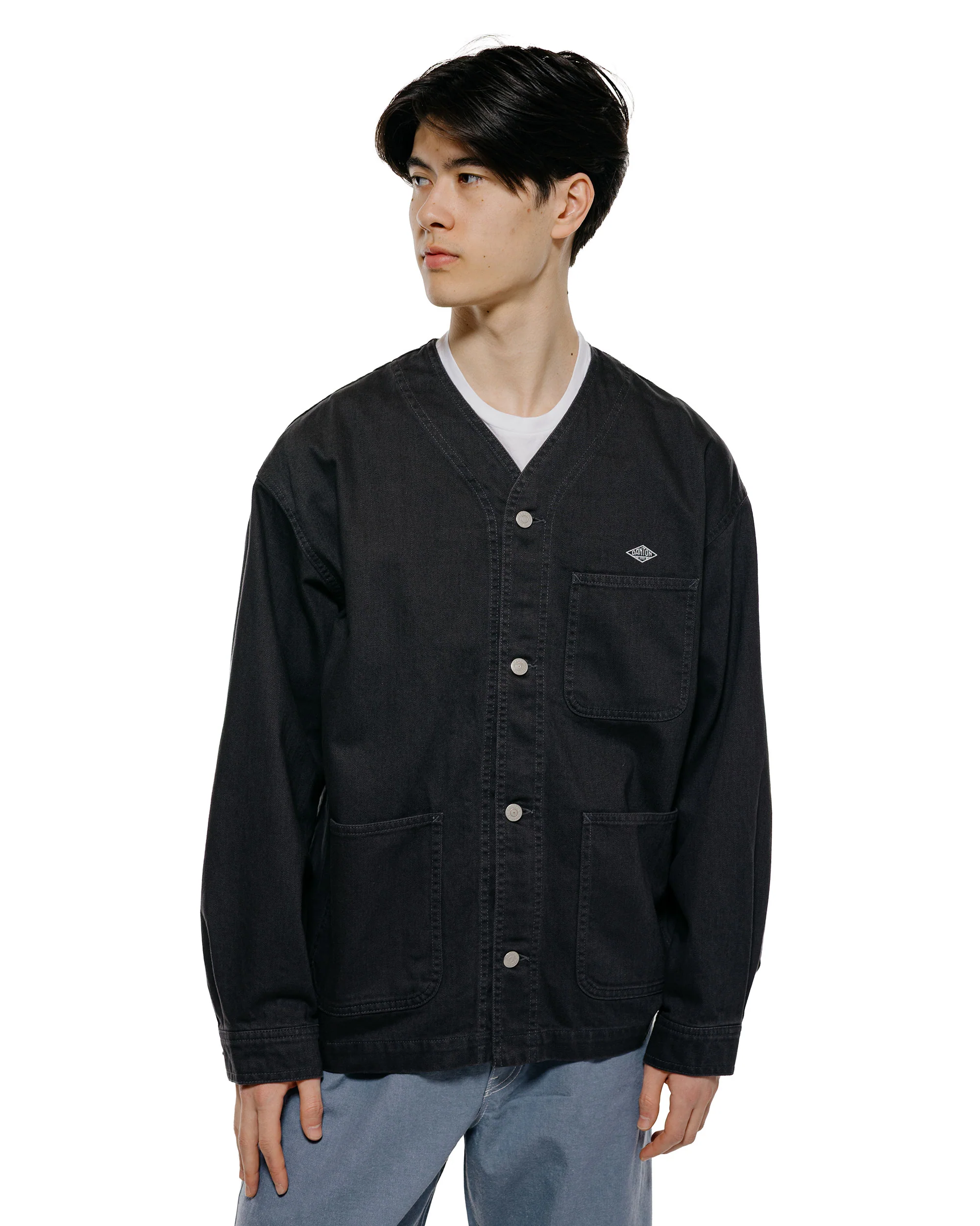 Danton Katsuragi Collarless Jacket Charcoal Black - Image 2