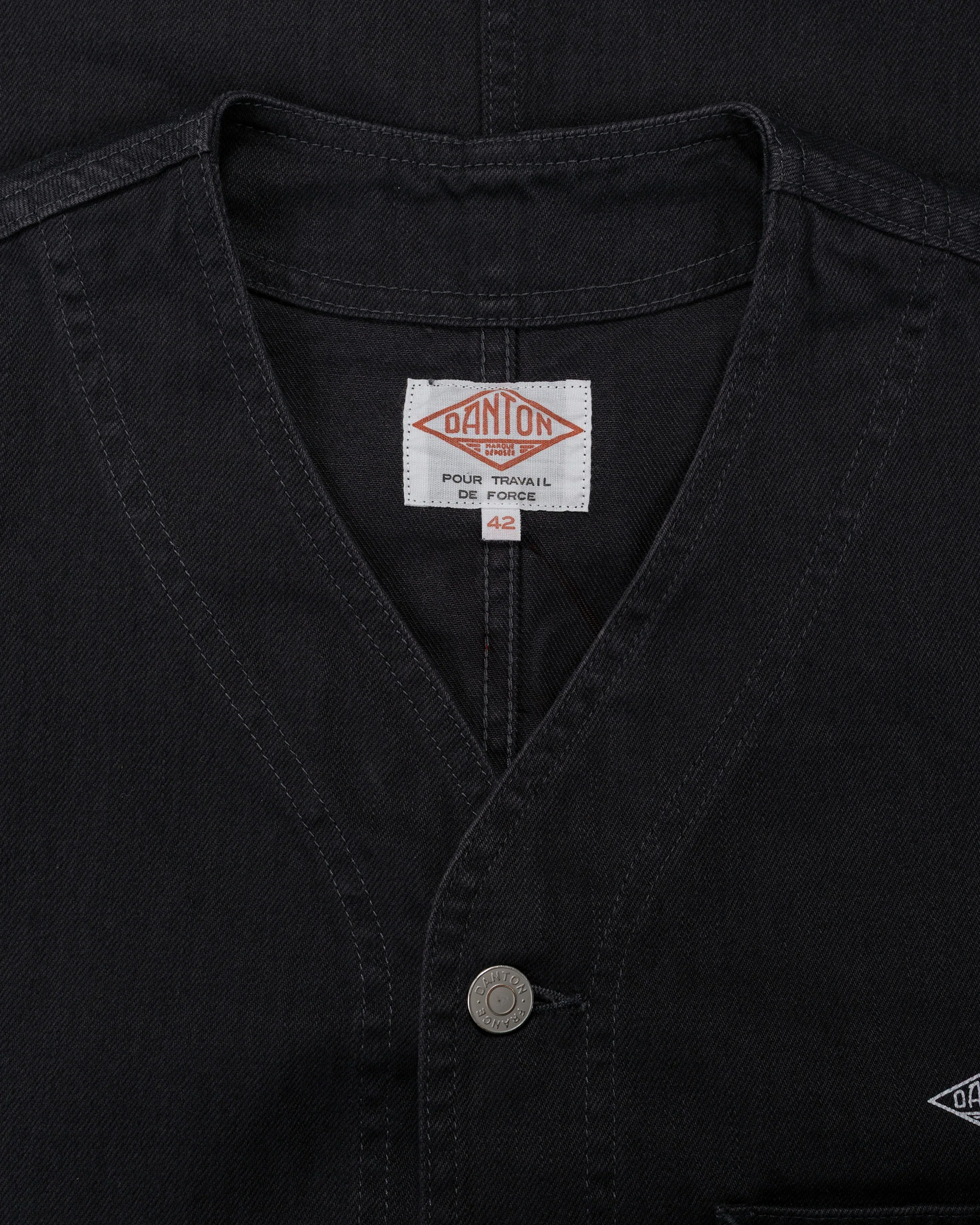 Danton Katsuragi Collarless Jacket Charcoal Black - Image 5