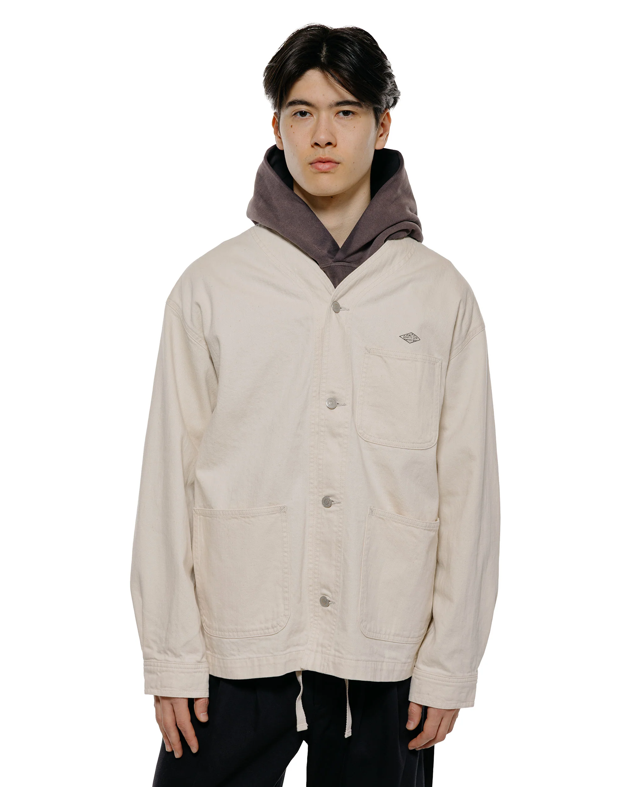 Danton Katsuragi Collarless Jacket Ecru - Image 2