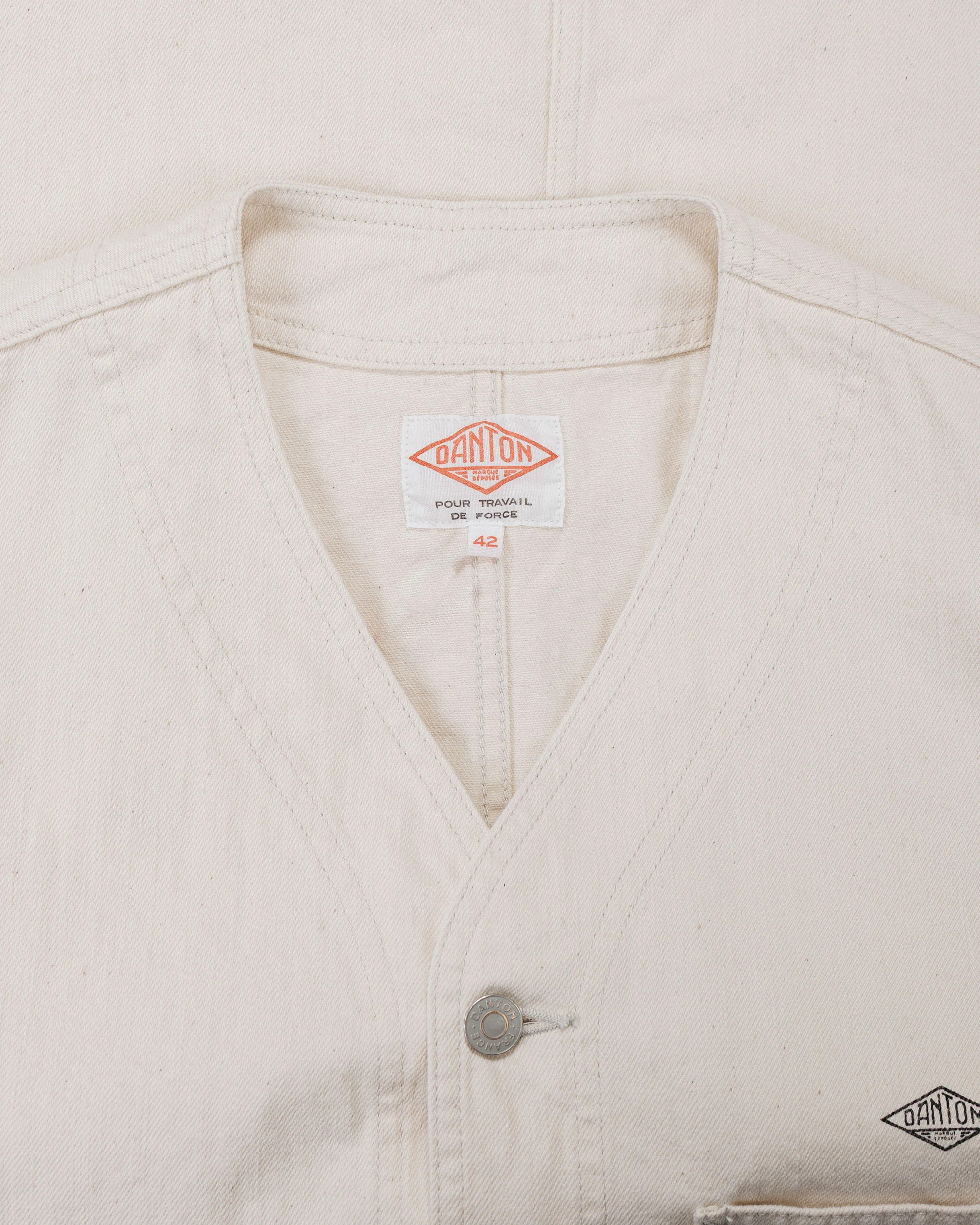 Danton Katsuragi Collarless Jacket Ecru - Image 5