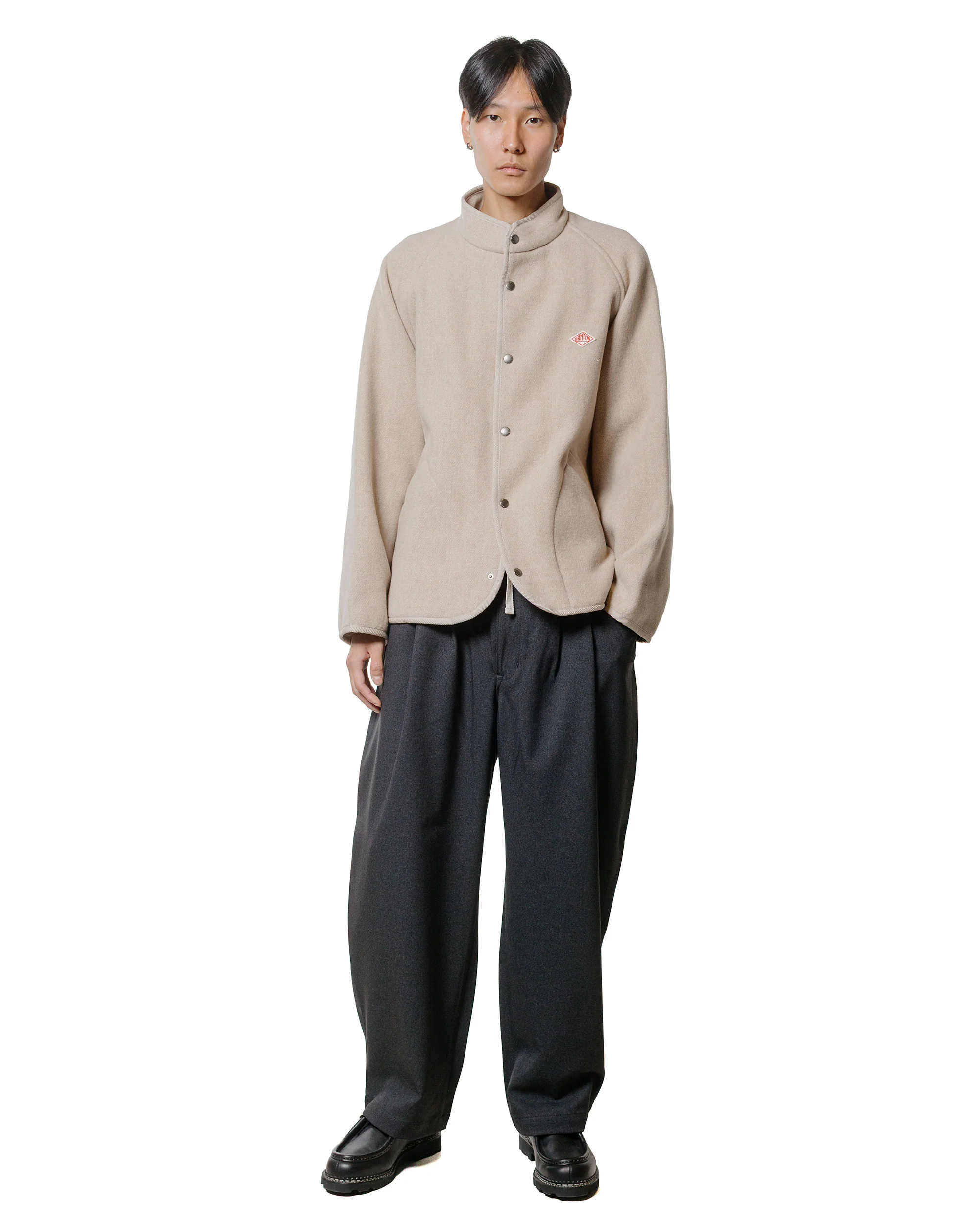 Danton Wool Light Pile Stand Collar Jacket Raw Beige - Image 4