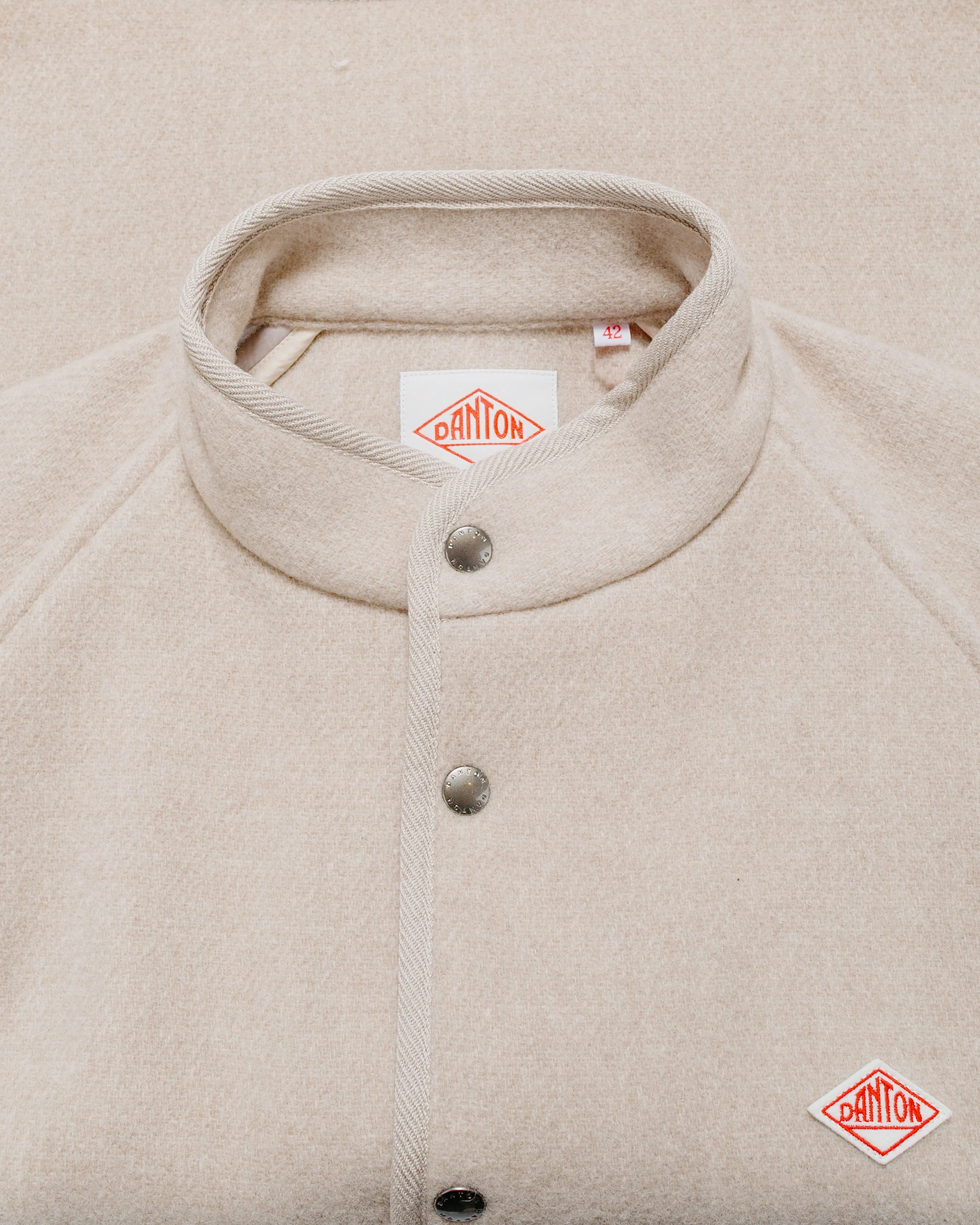 Danton Wool Light Pile Stand Collar Jacket Raw Beige - Image 5