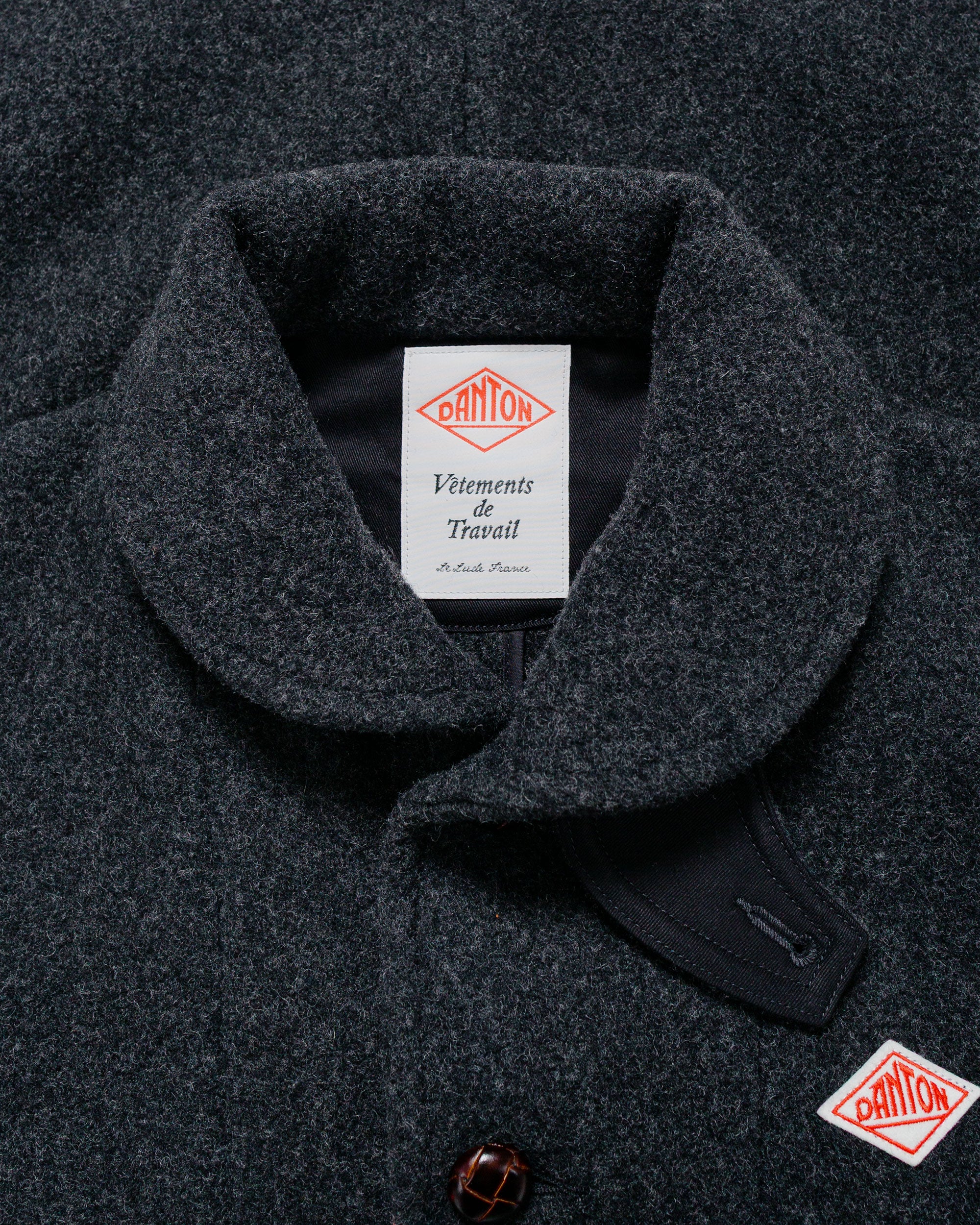 Danton Wool Pile Collar Round Jacket Charcoal - Image 5