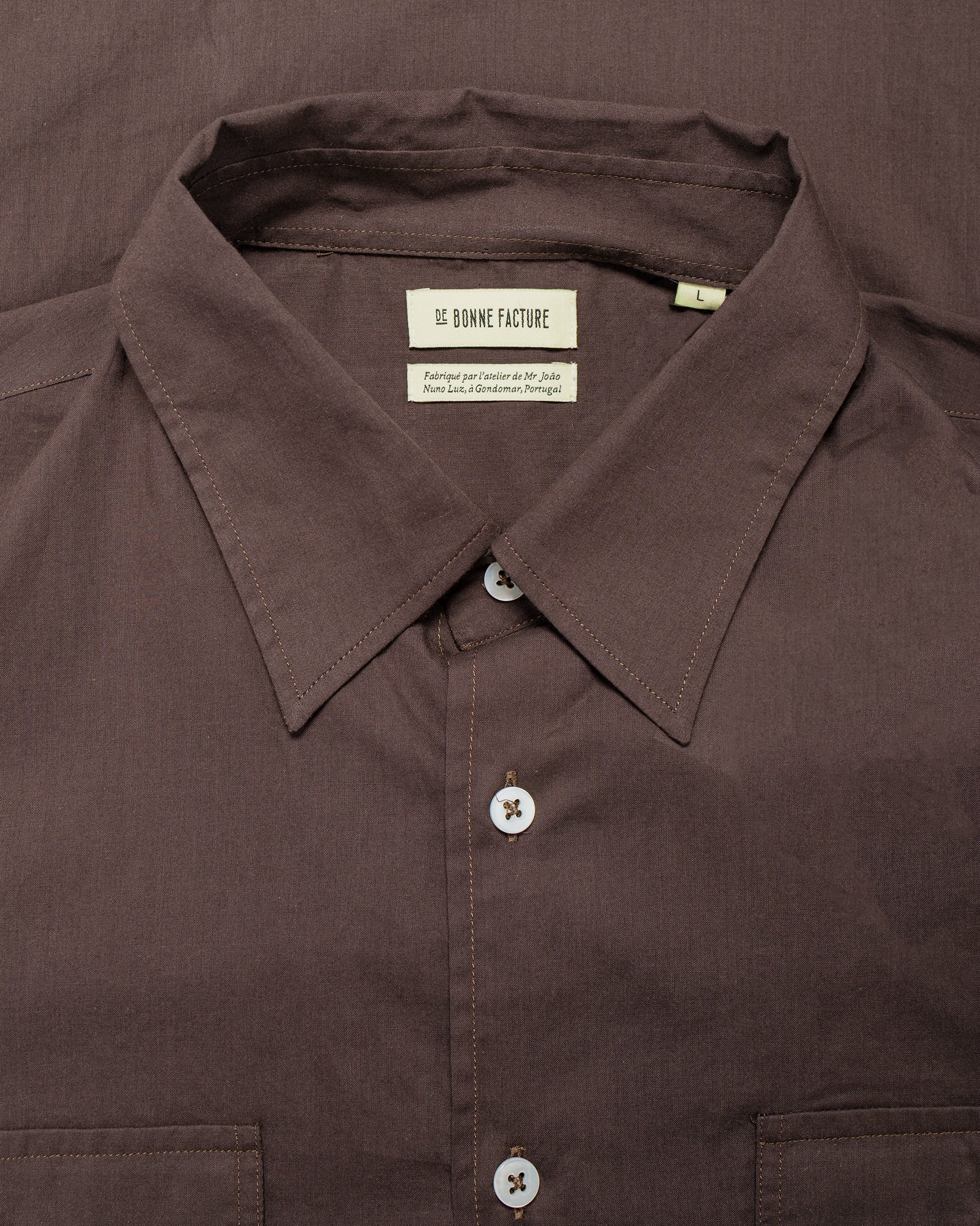 De Bonne Facture Artist Shirt Washed Cotton Voile Dark Brown - Image 5