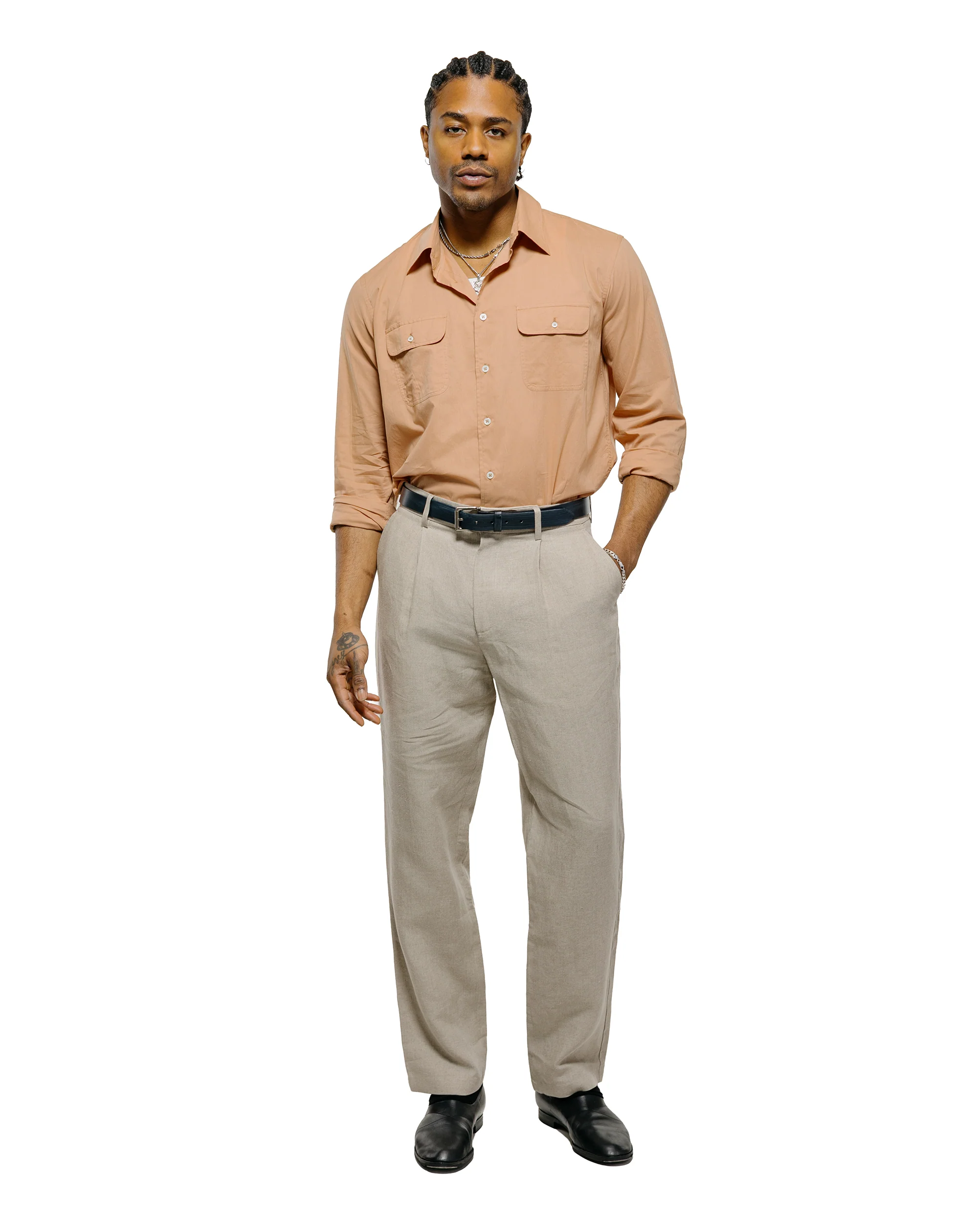 De Bonne Facture Artist Shirt Washed Cotton Voile Rosewood - Image 4
