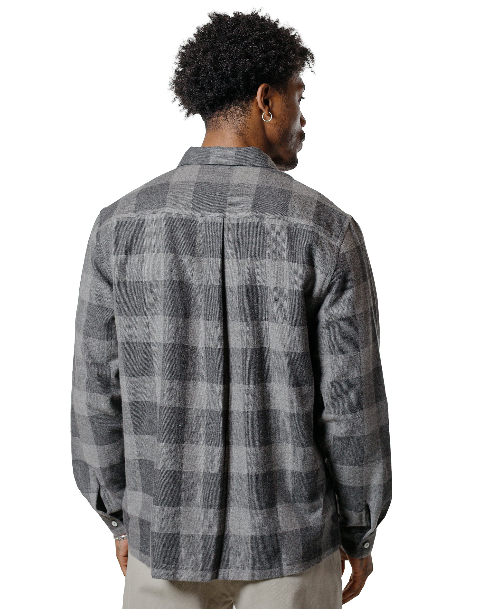 De Bonne Facture Camp Collar Japanese Cotton Grey Tartan - Image 3