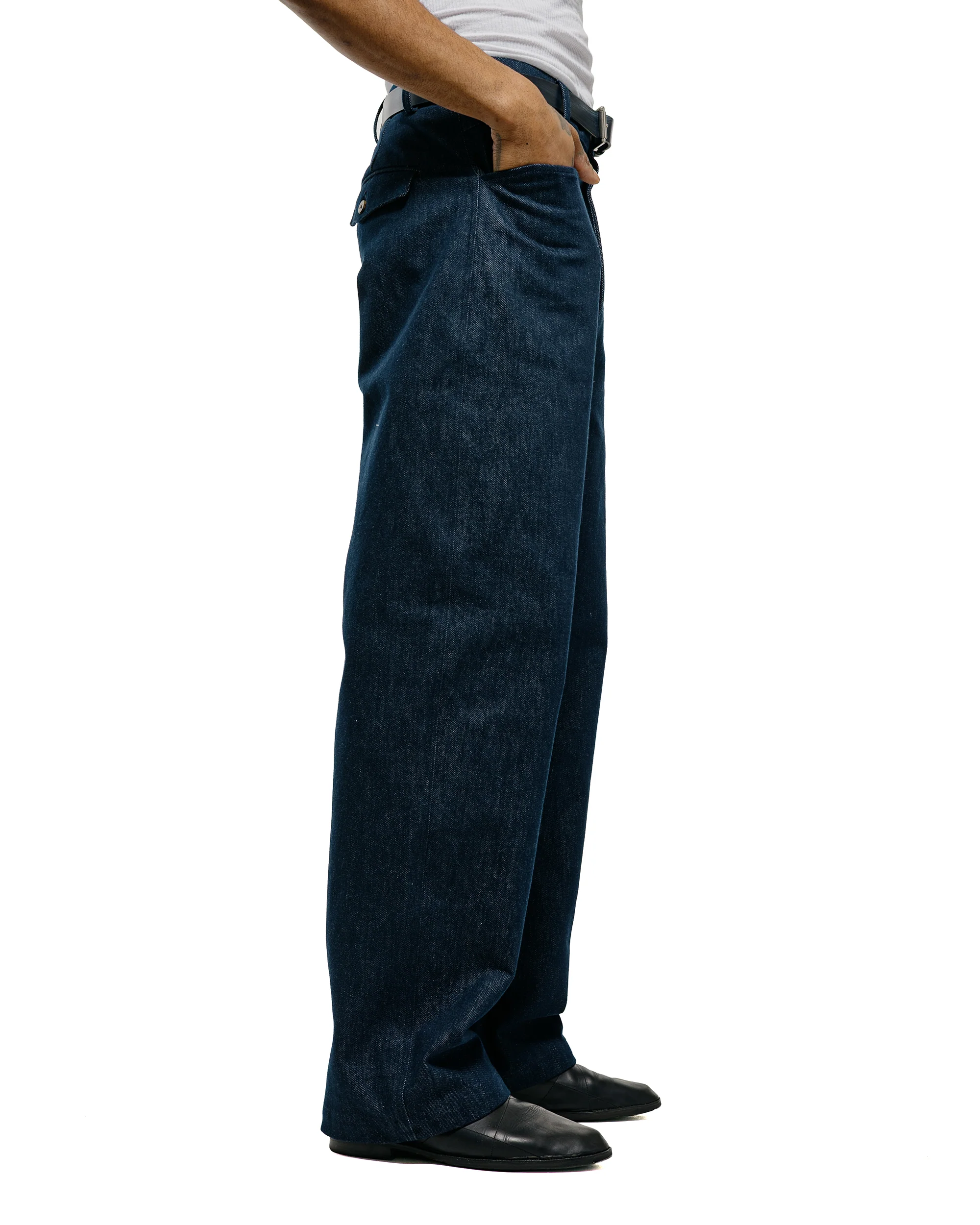 De Bonne Facture Gardian Trousers Organic French Cotton Denim Indigo - Image 3