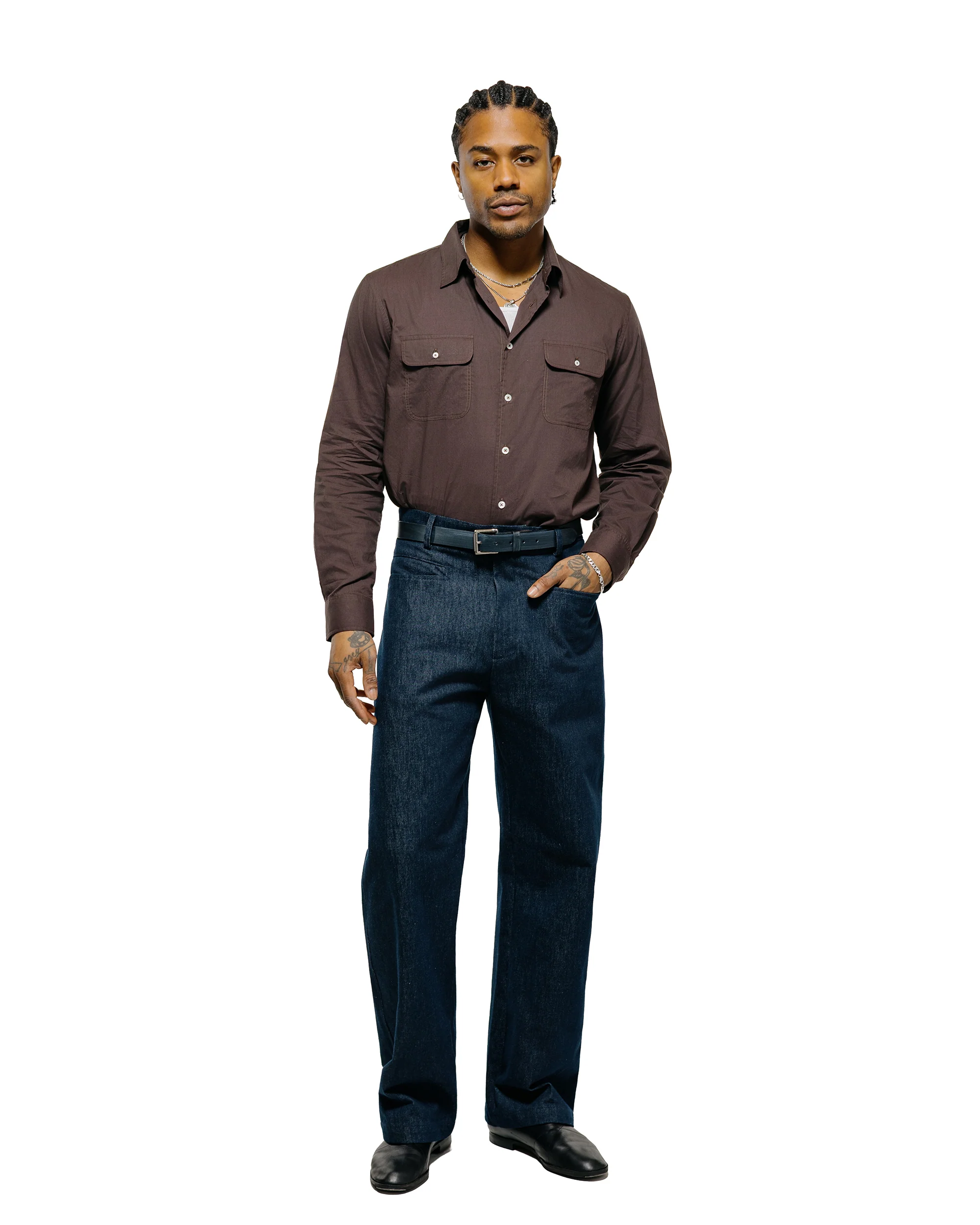 De Bonne Facture Gardian Trousers Organic French Cotton Denim Indigo - Image 5