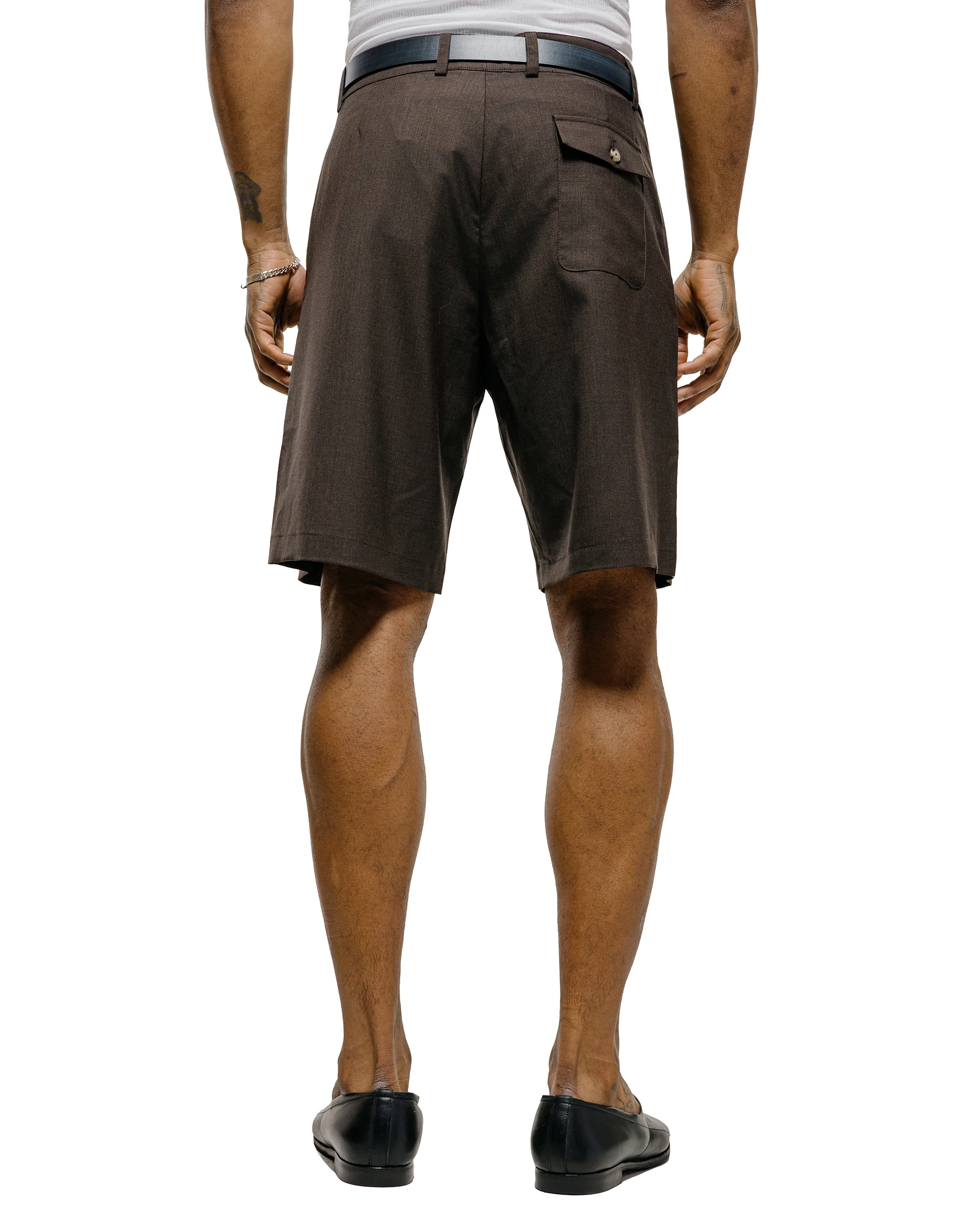 De Bonne Facture Naturalist Shorts Super 130's Cold Wool Bark Brown - Image 3