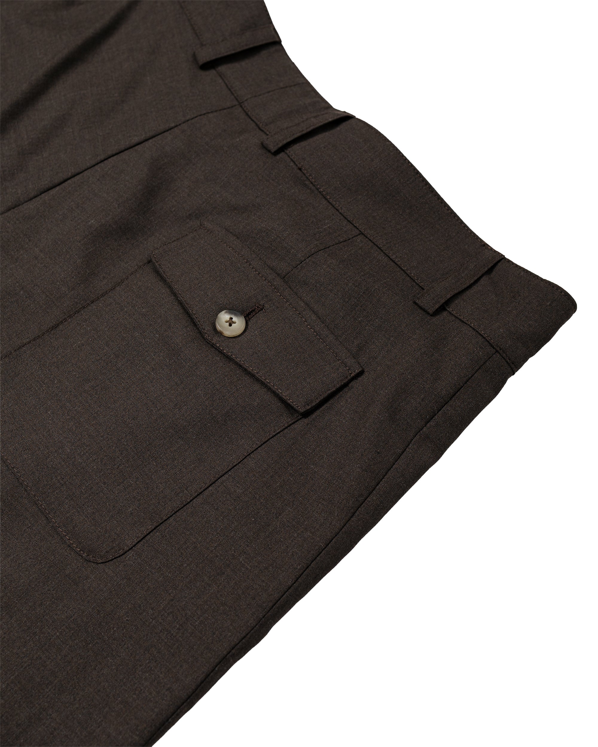 De Bonne Facture Naturalist Shorts Super 130's Cold Wool Bark Brown - Image 5