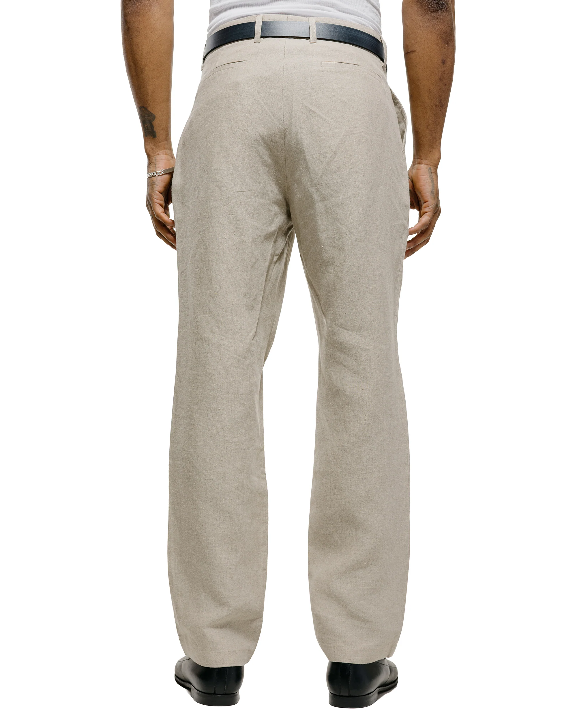 De Bonne Facture One Pleat Trousers Belgian Linen Undyed Flax - Image 4
