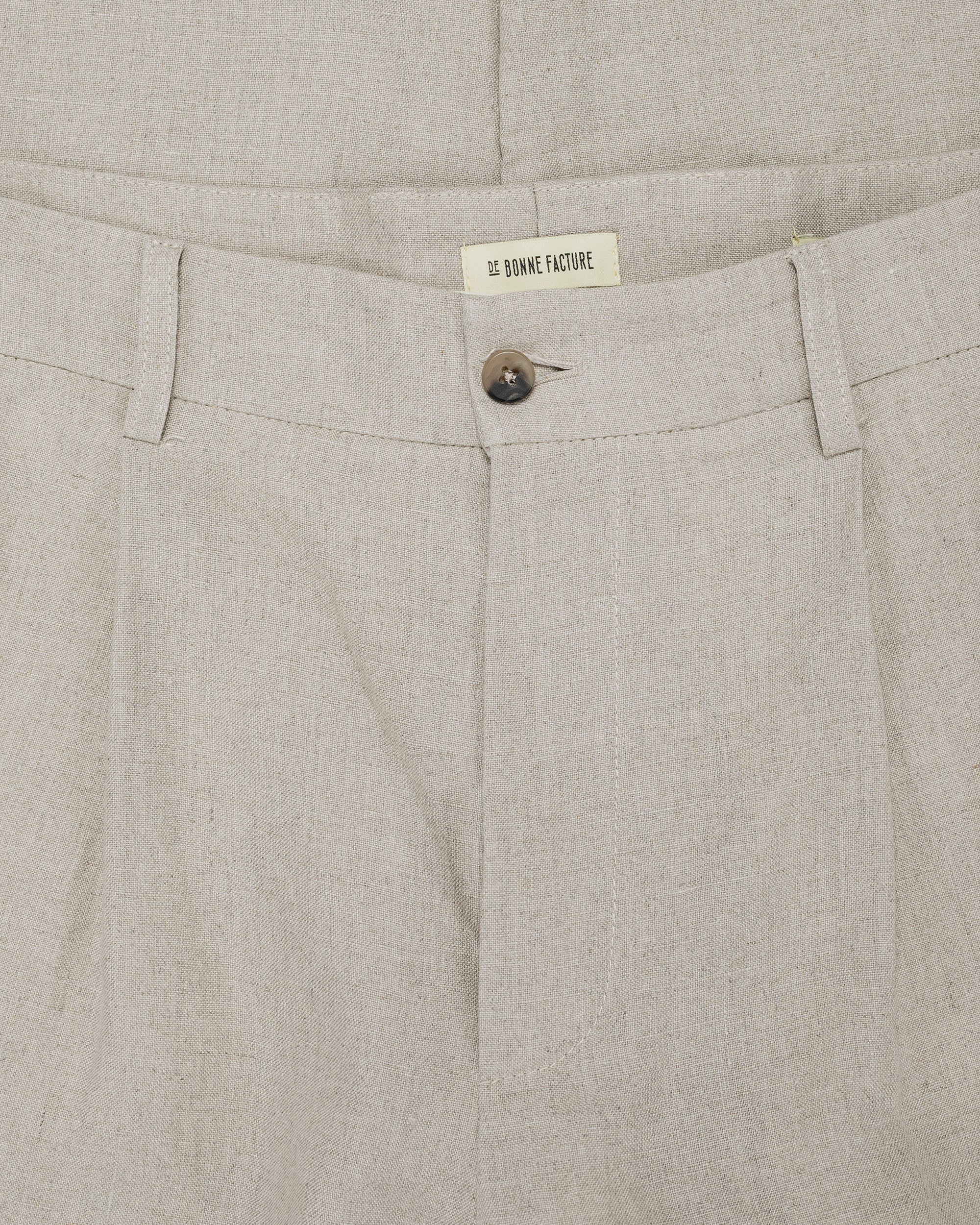 De Bonne Facture One Pleat Trousers Belgian Linen Undyed Flax - Image 6