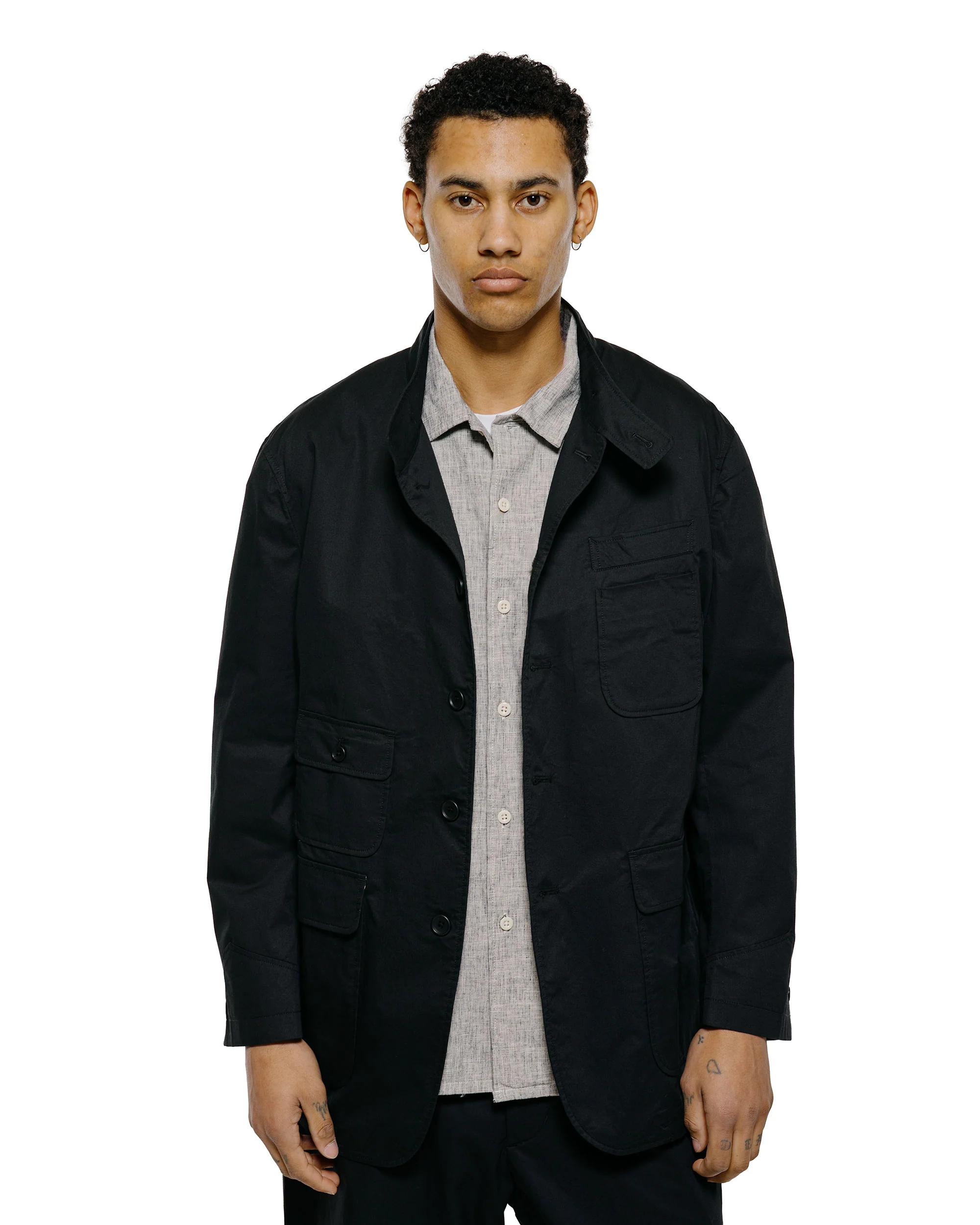 Engineered Garments AN Jacket Black Cotton High Count Twill - Image 2