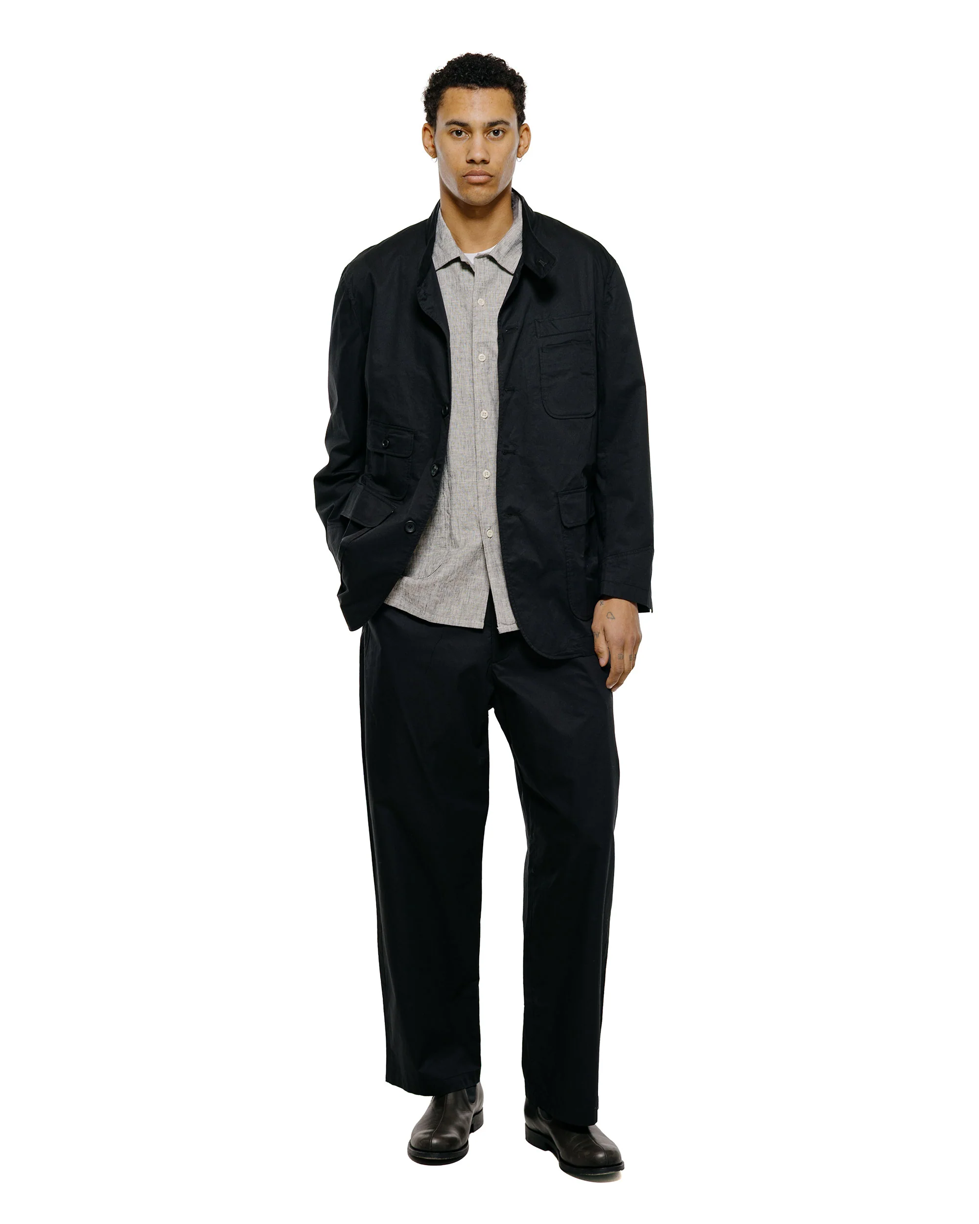 Engineered Garments AN Jacket Black Cotton High Count Twill - Image 4