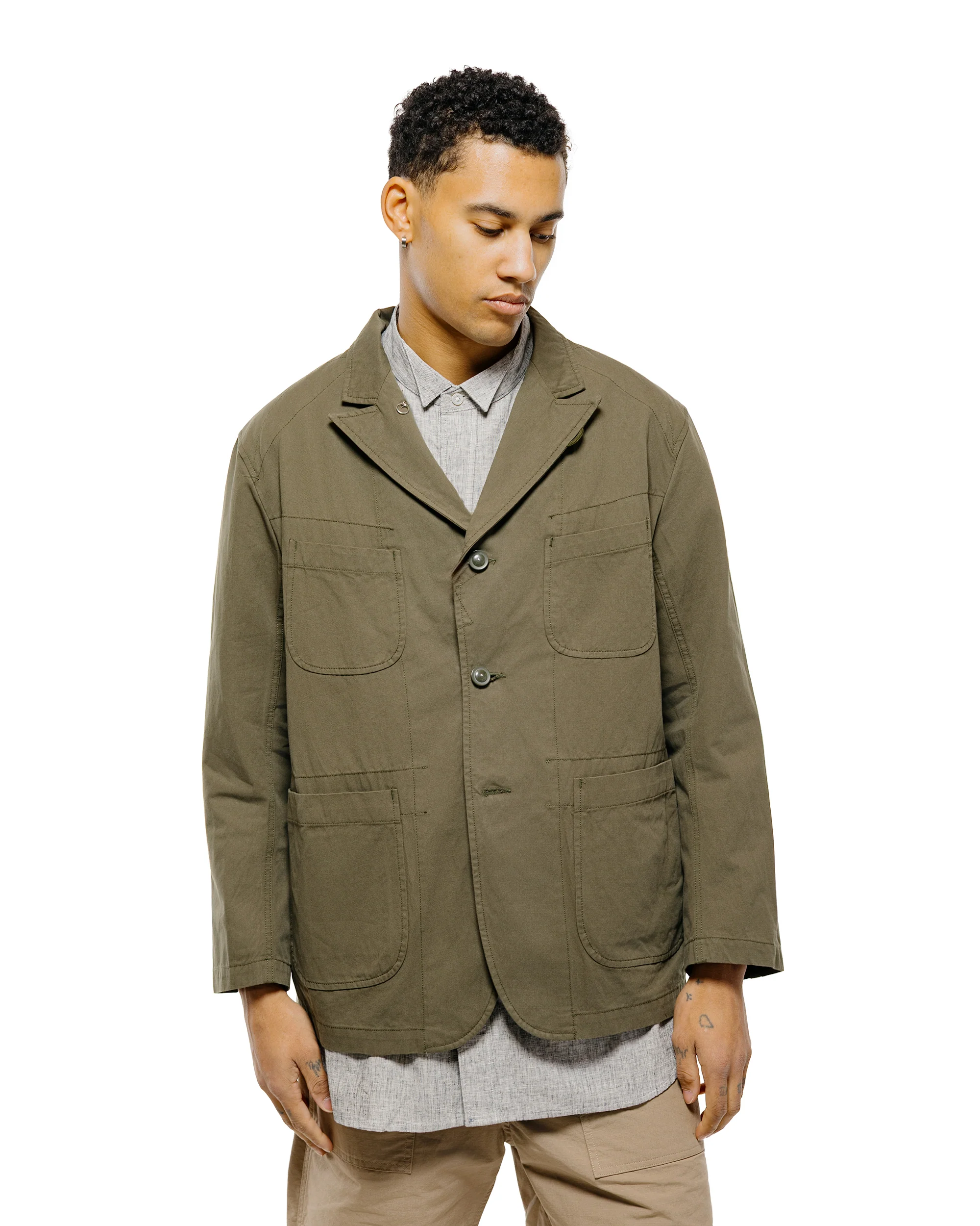 Engineered Garments Bedford Jacket Olive Cotton Sanded Cloth - Image 2