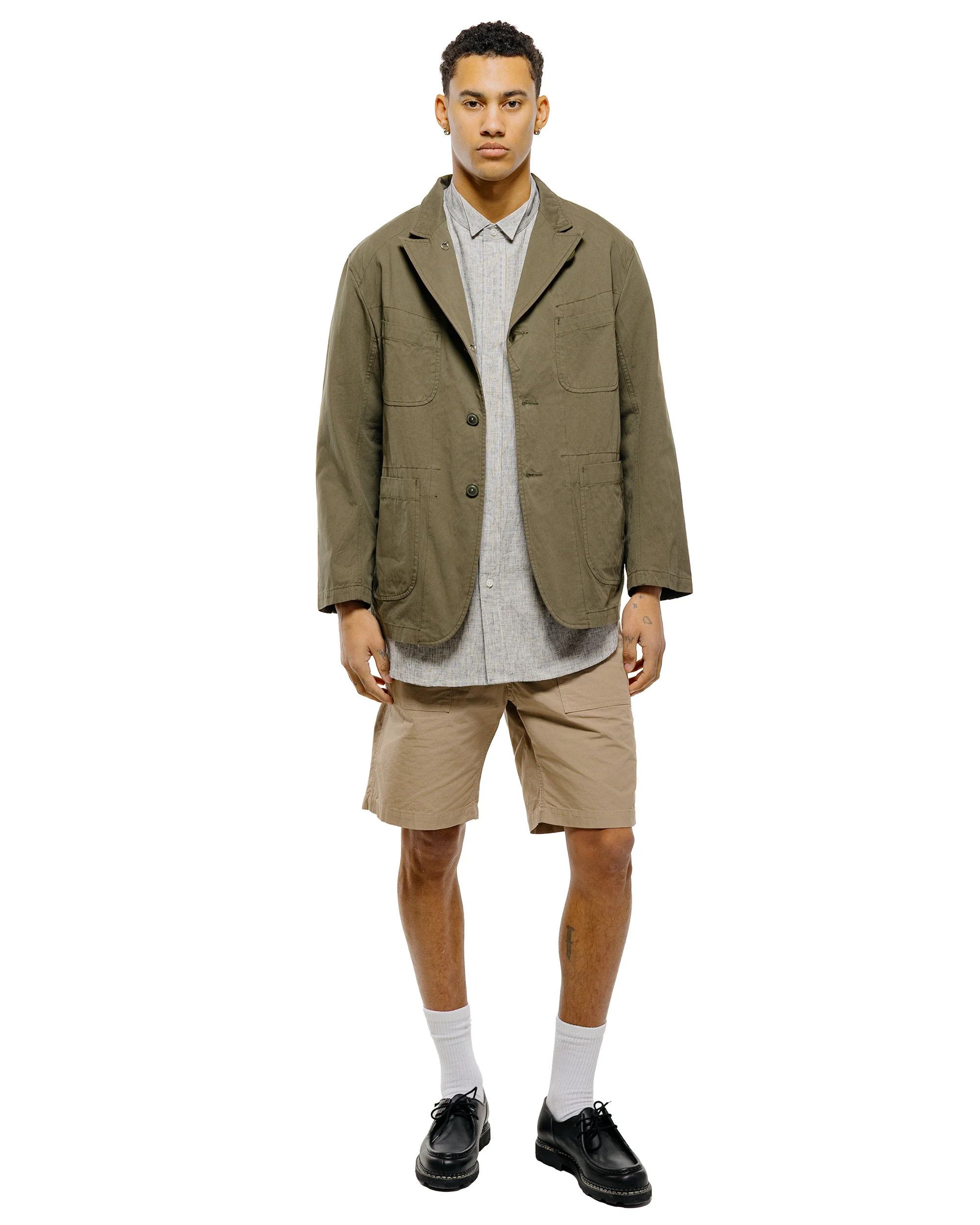 Engineered Garments Bedford Jacket Olive Cotton Sanded Cloth - Image 4