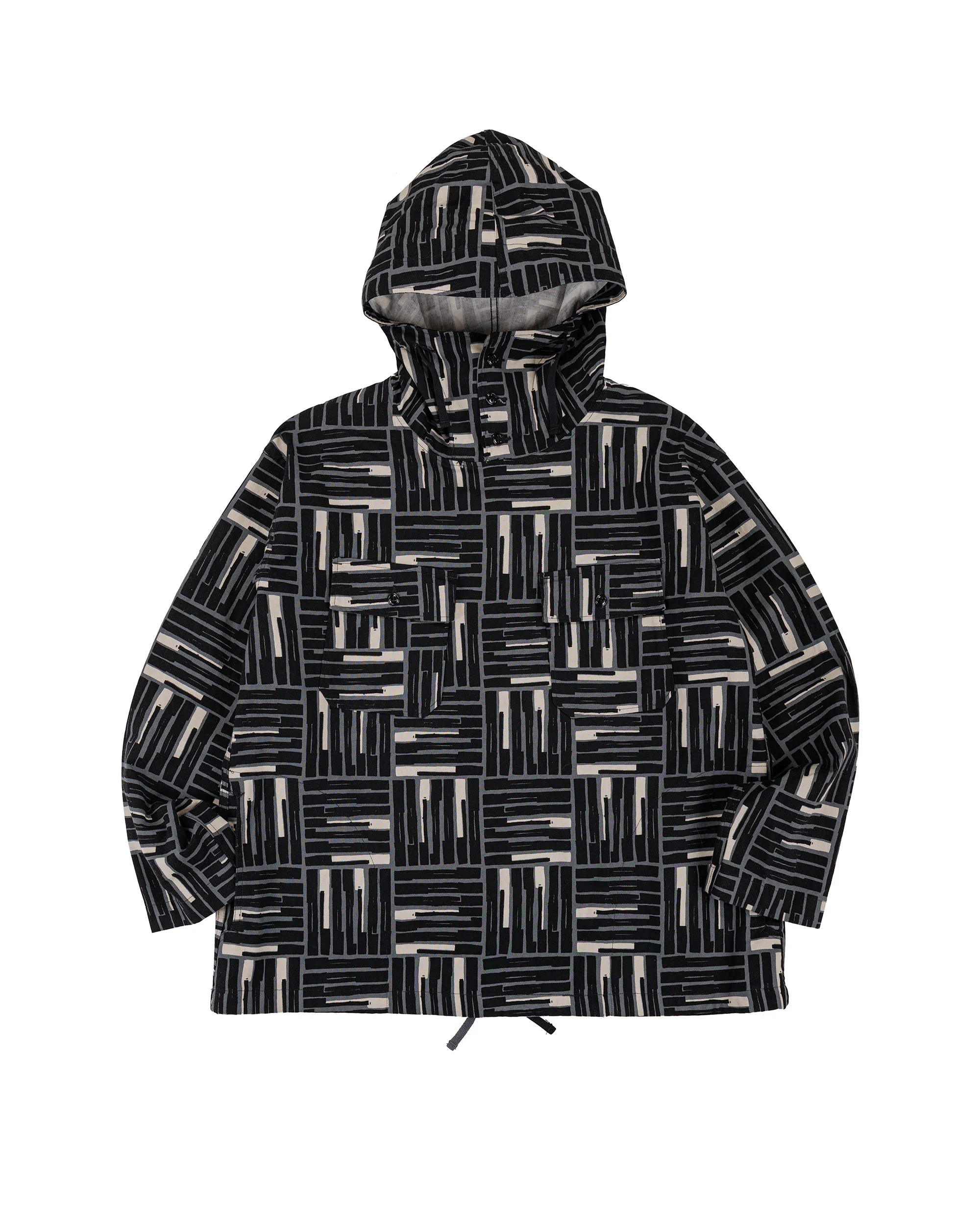 Engineered Garments Cagoule Shirt Black CL Tile Print Canvas