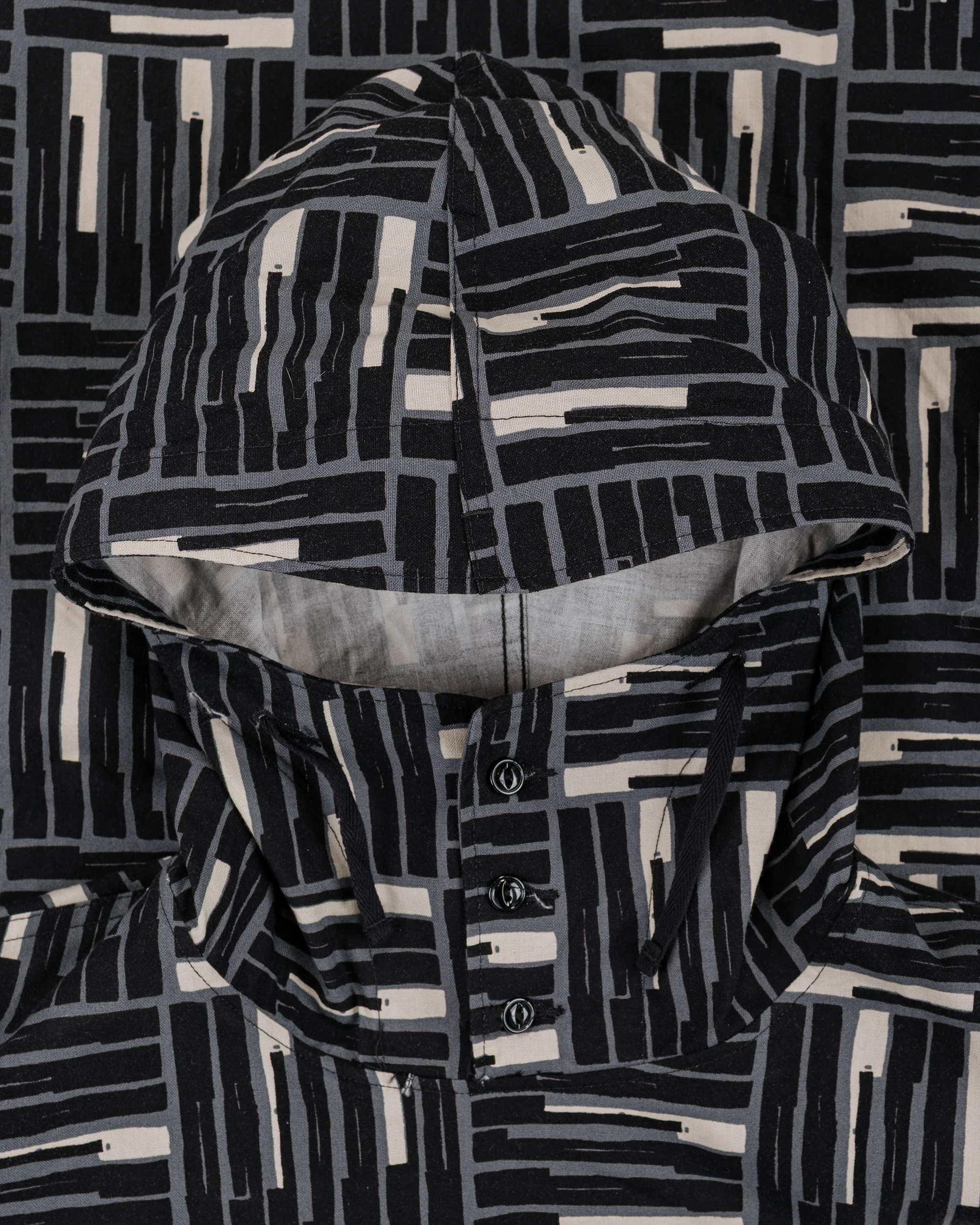 Engineered Garments Cagoule Shirt Black CL Tile Print Canvas - Image 5