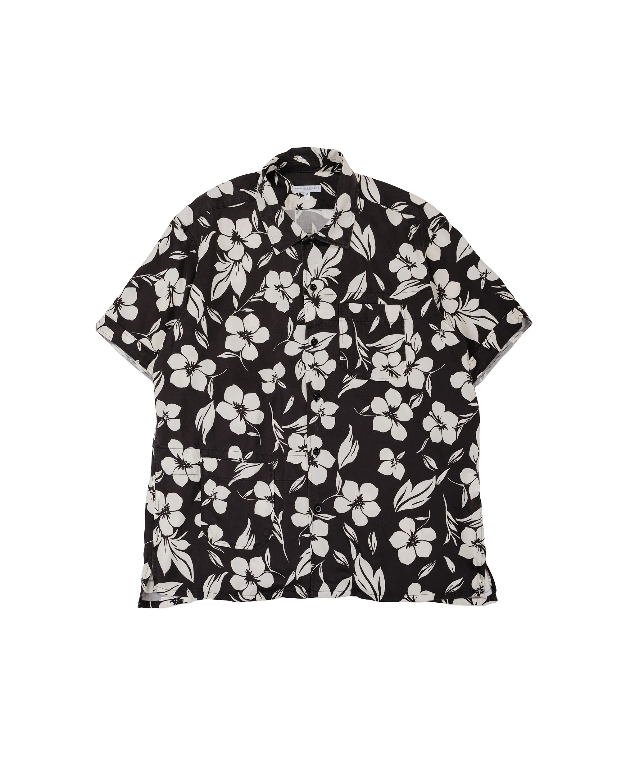 Engineered Garments Camp Shirt Black/Natural Tencel Floral Print
