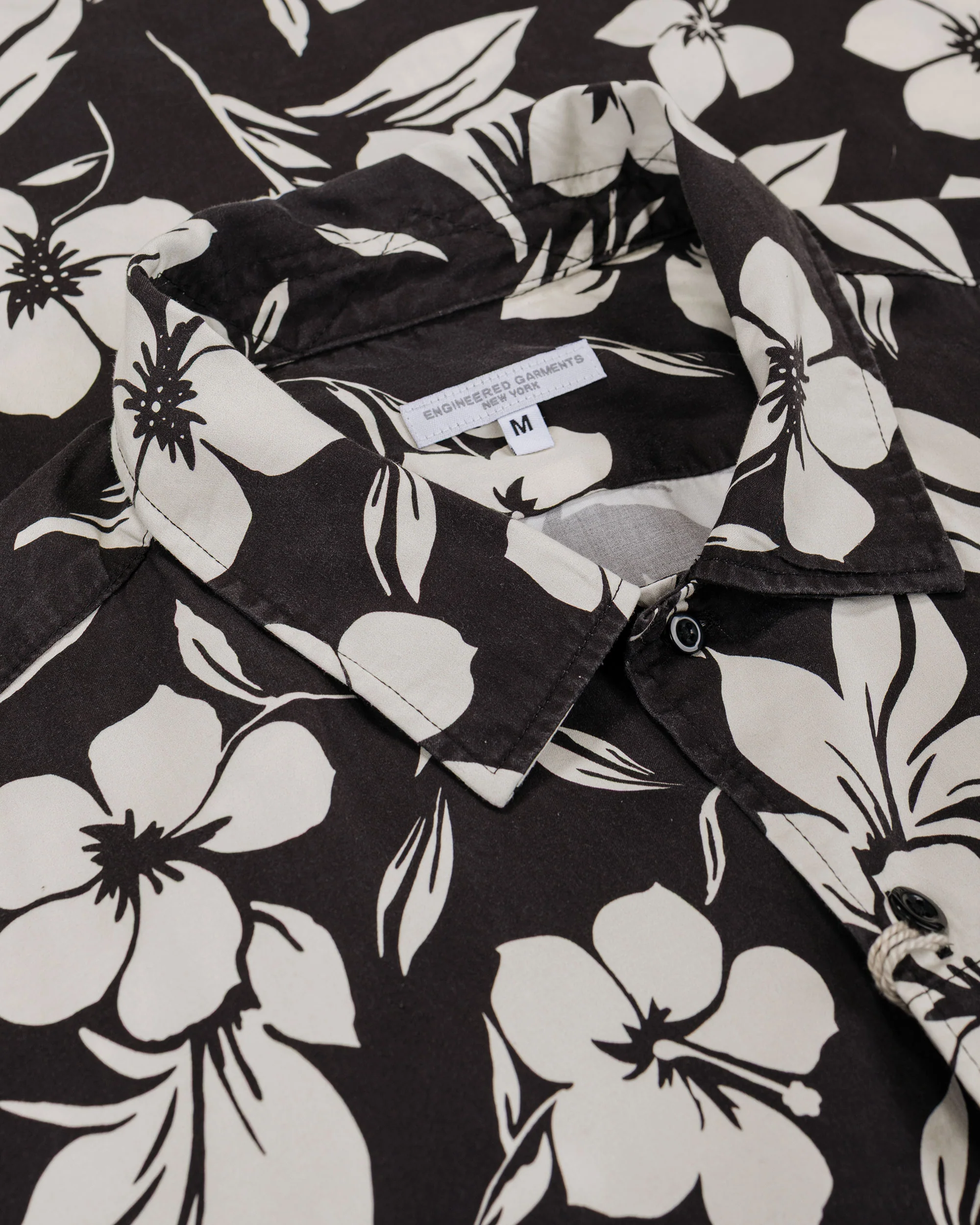 Engineered Garments Camp Shirt Black/Natural Tencel Floral Print - Image 5