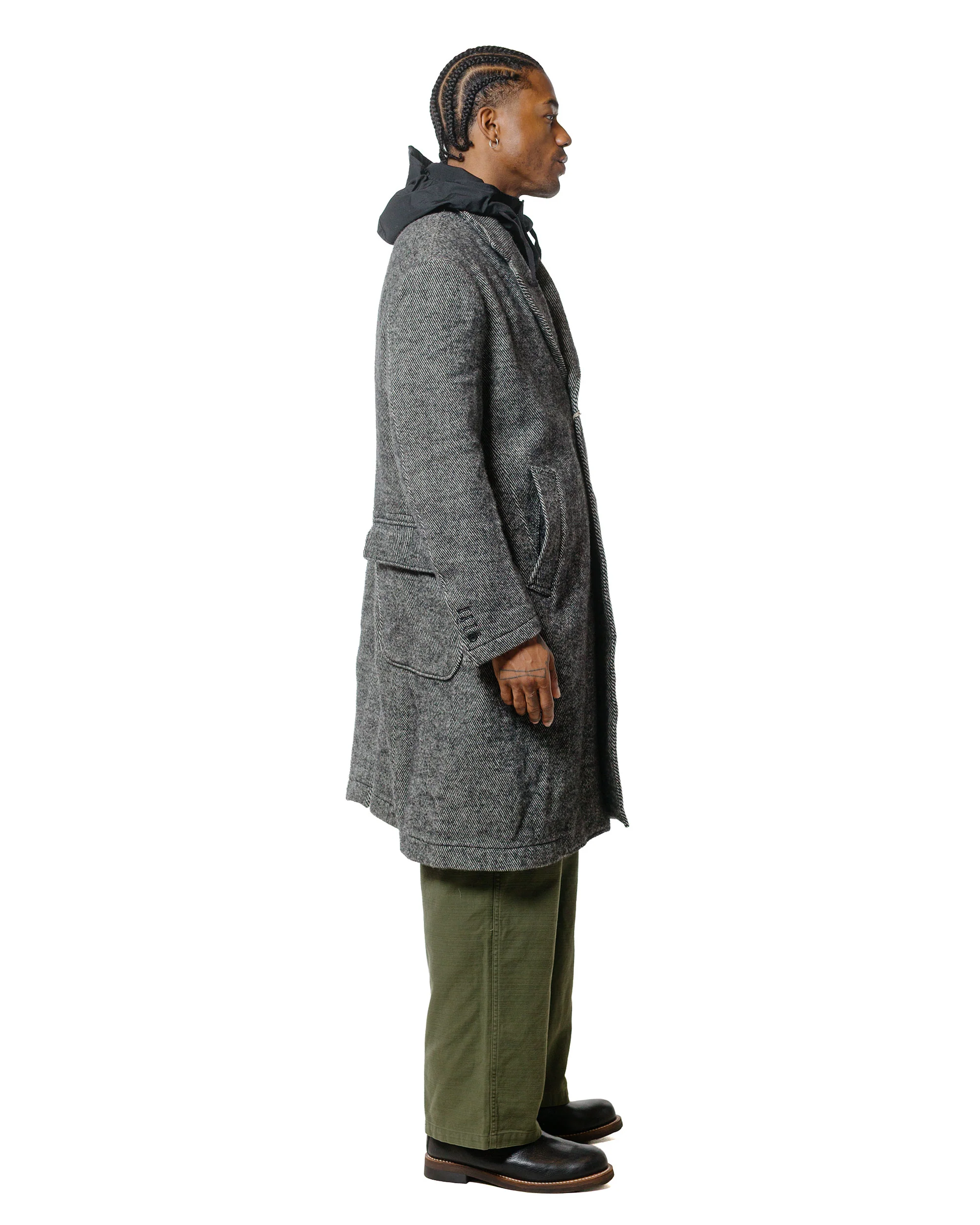 Engineered Garments Chester Coat Black Wool Shaggy Twill - Image 3