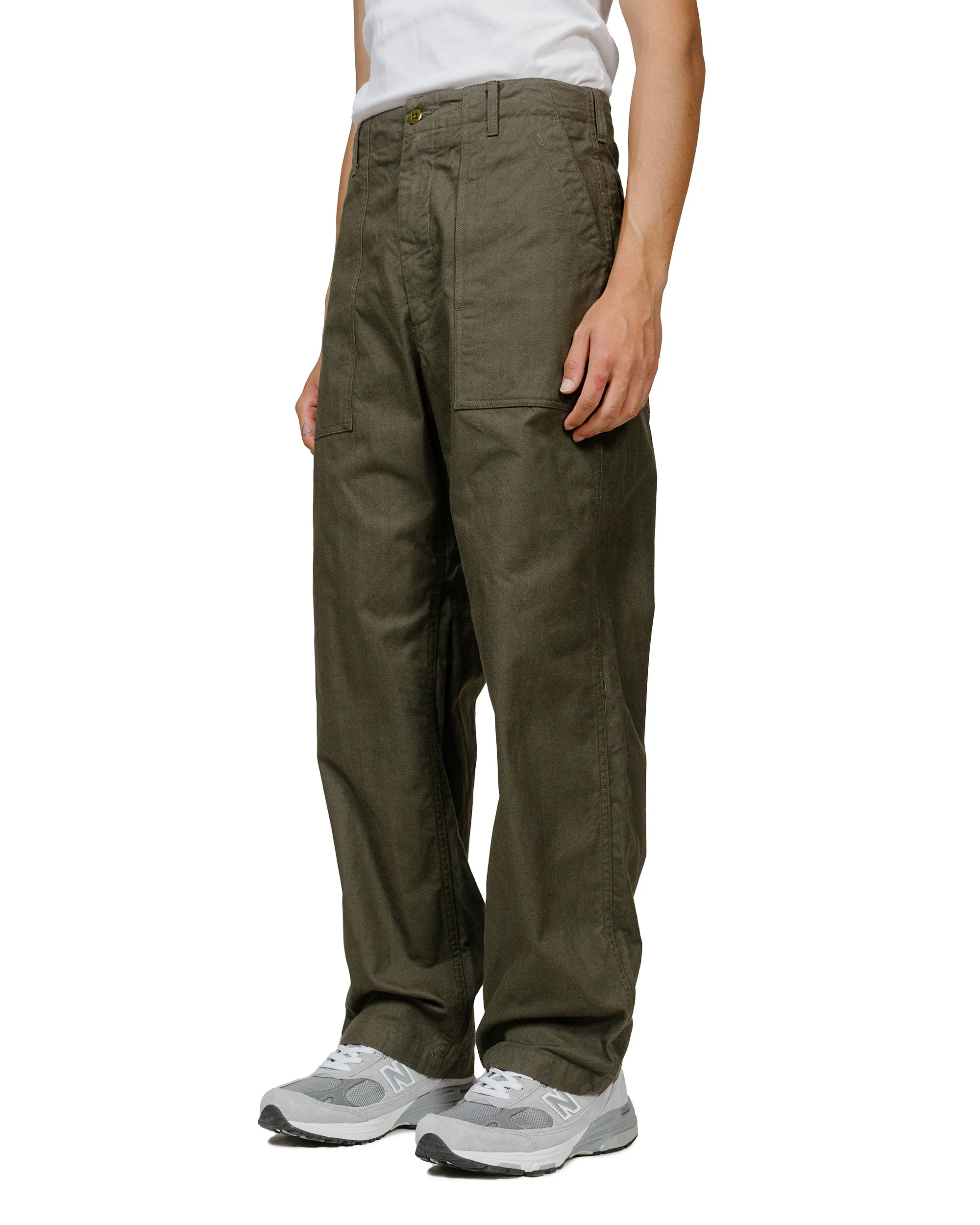 Engineered Garments Fatigue Pant Olive Cotton Brushed Herringbone - Image 2