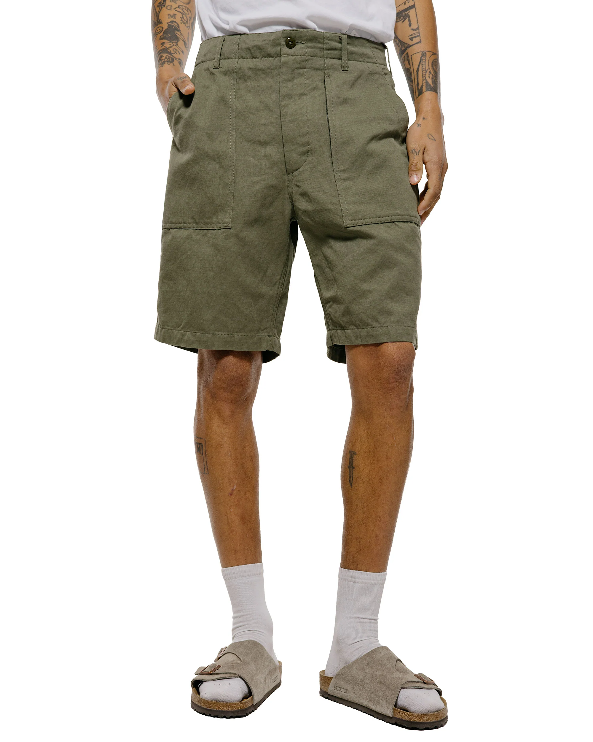 Engineered Garments Fatigue Short Olive CL Heavy Twill - Image 2