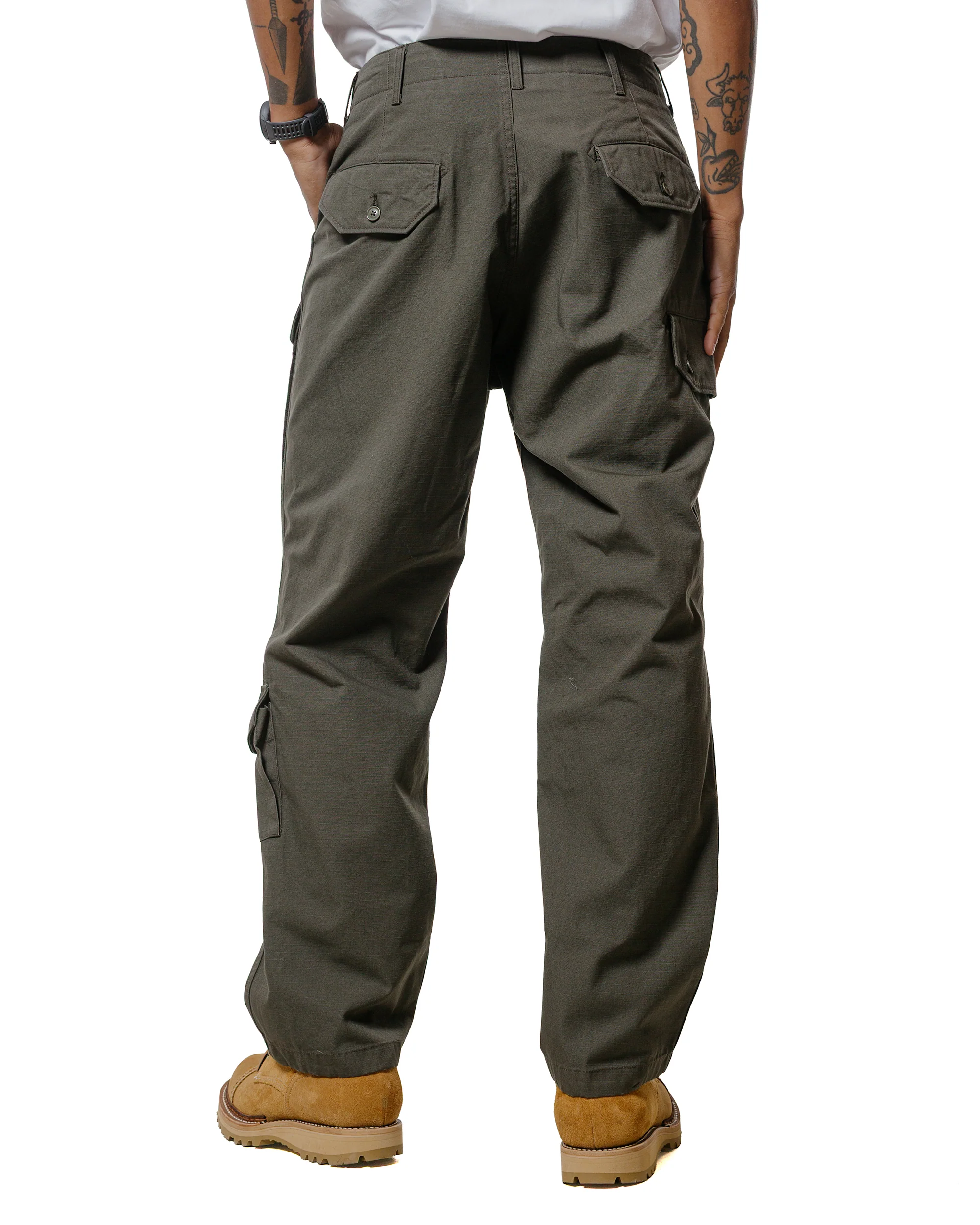 Engineered Garments Flight Pant Olive Heavyweight Cotton Ripstop - Image 3