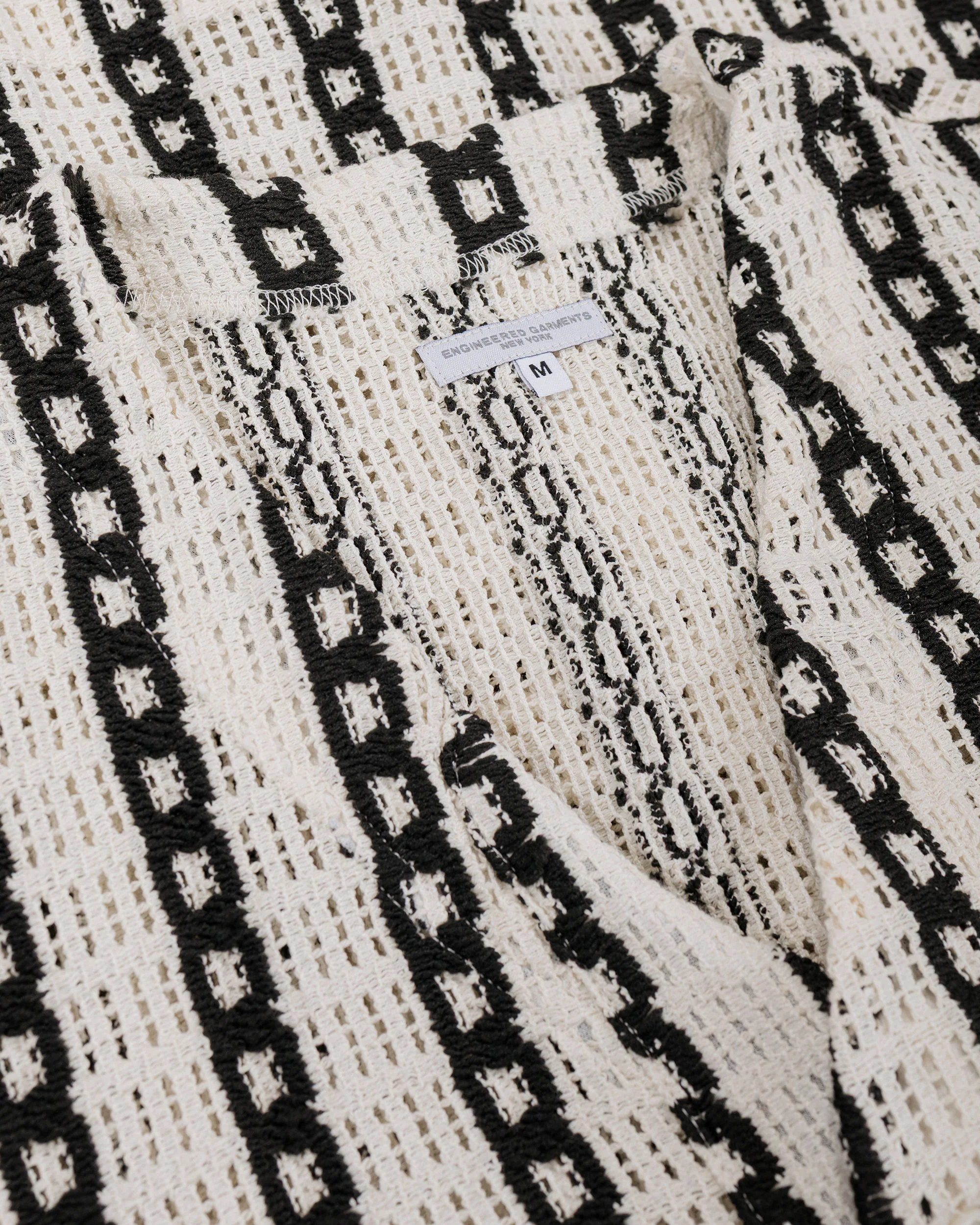 Engineered Garments Knit Cardigan White/Black Stripe CP Crochet - Image 5