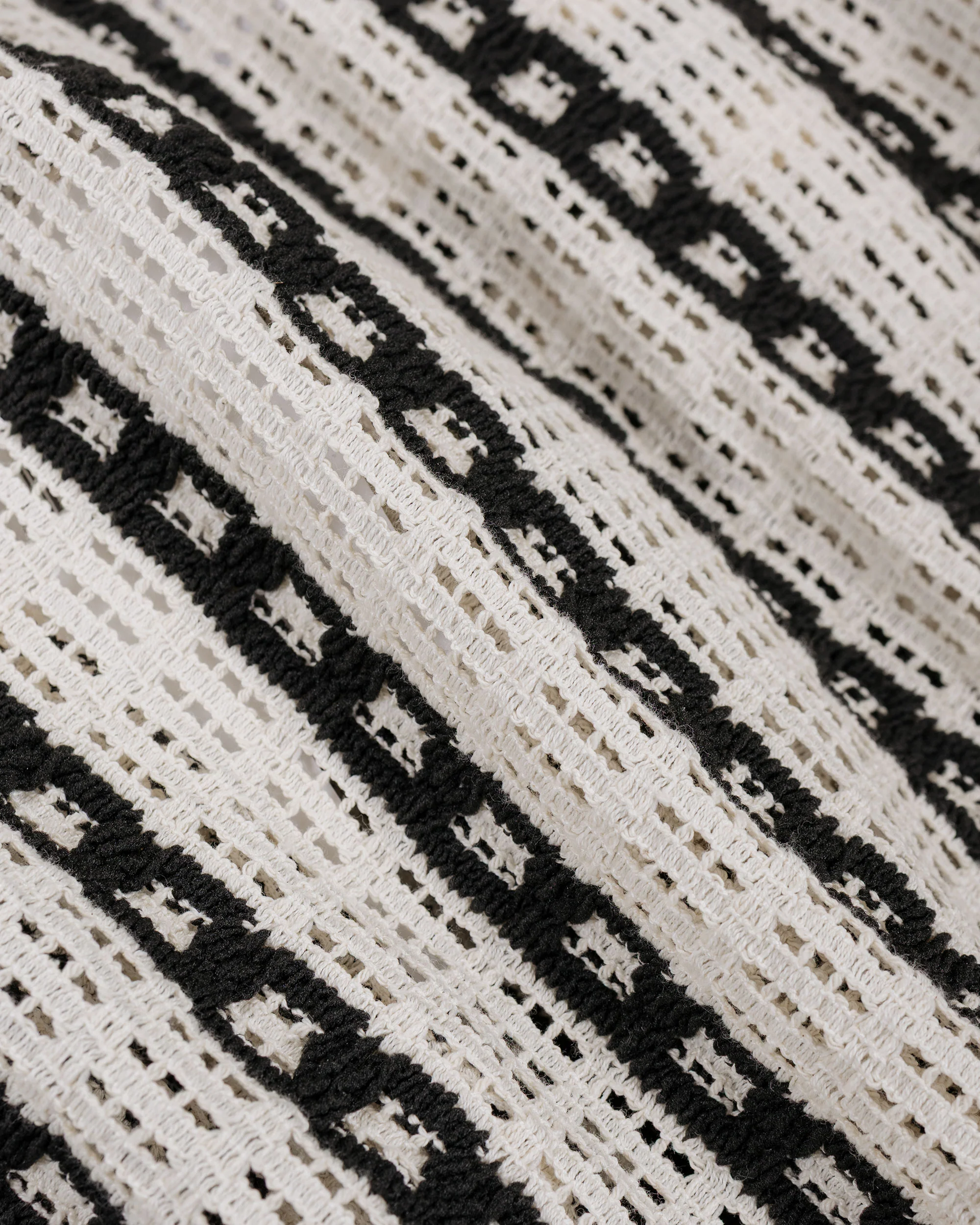 Engineered Garments Knit Cardigan White/Black Stripe CP Crochet - Image 6