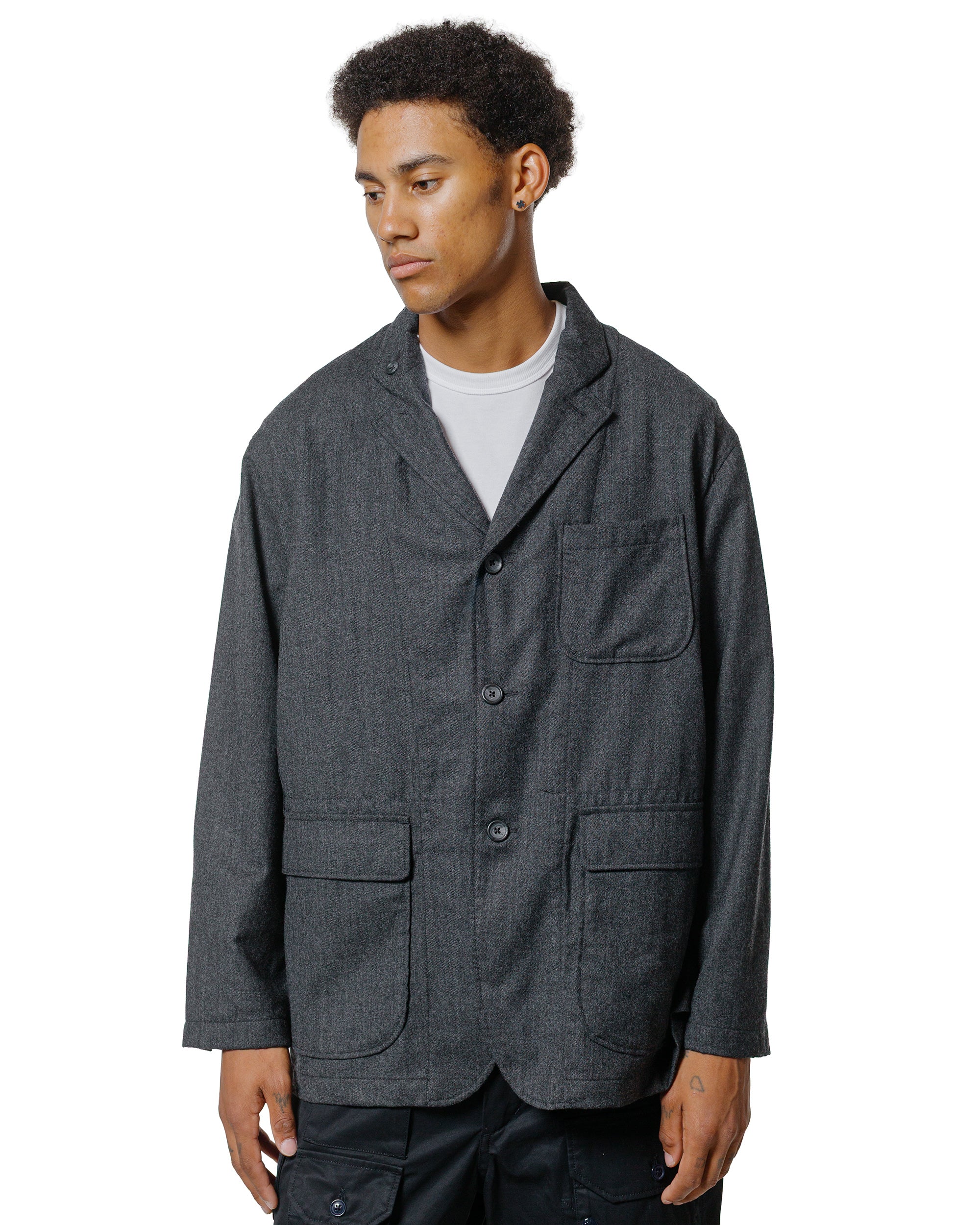 Engineered Garments Loiter Jacket Charcoal High Count Worsted Wool - Image 2