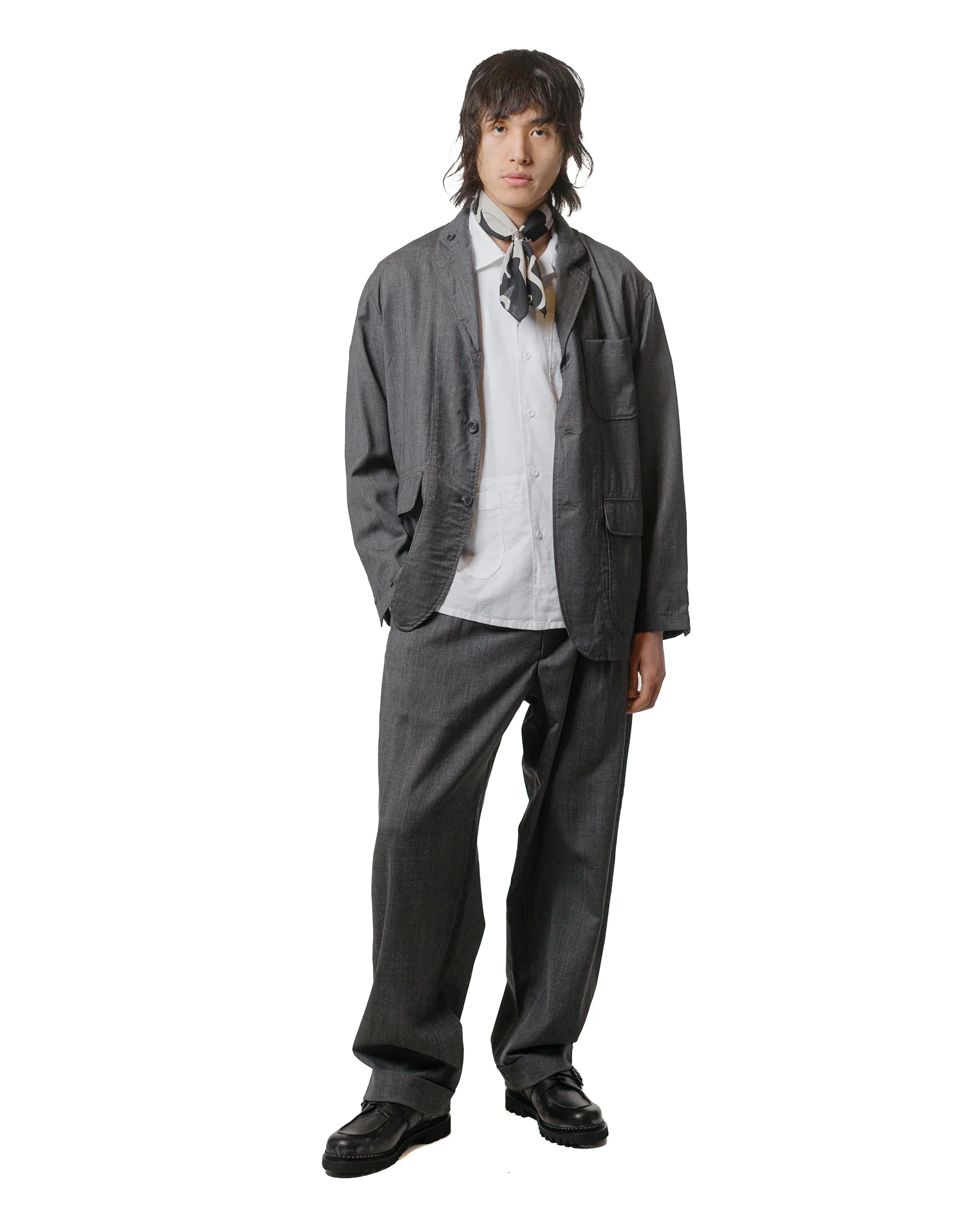 Engineered Garments Loiter Jacket Charcoal Tropical Wool - Image 4