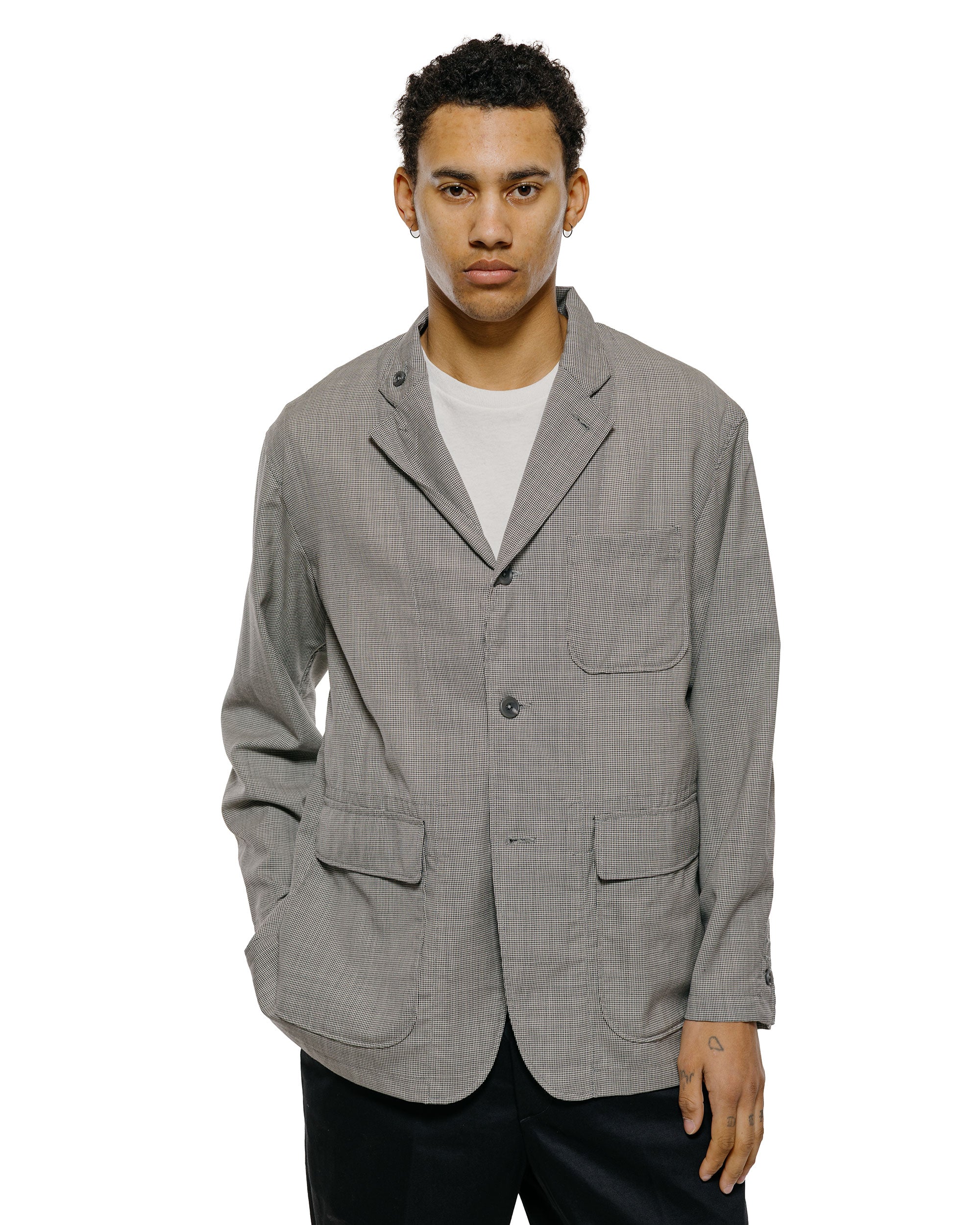 Engineered Garments Loiter Jacket Grey Micro Houndstooth Tropical Wool - Image 2