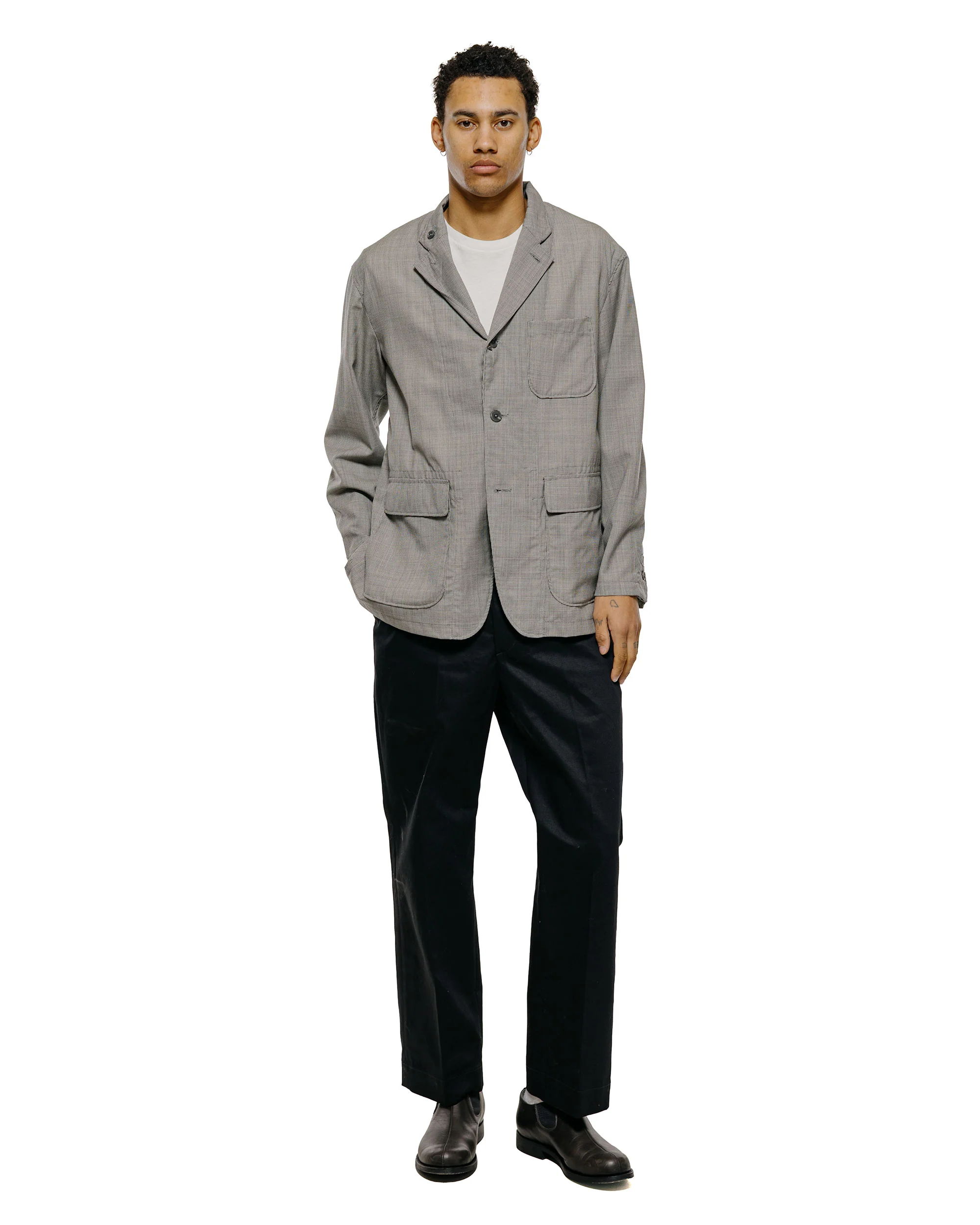 Engineered Garments Loiter Jacket Grey Micro Houndstooth Tropical Wool - Image 4